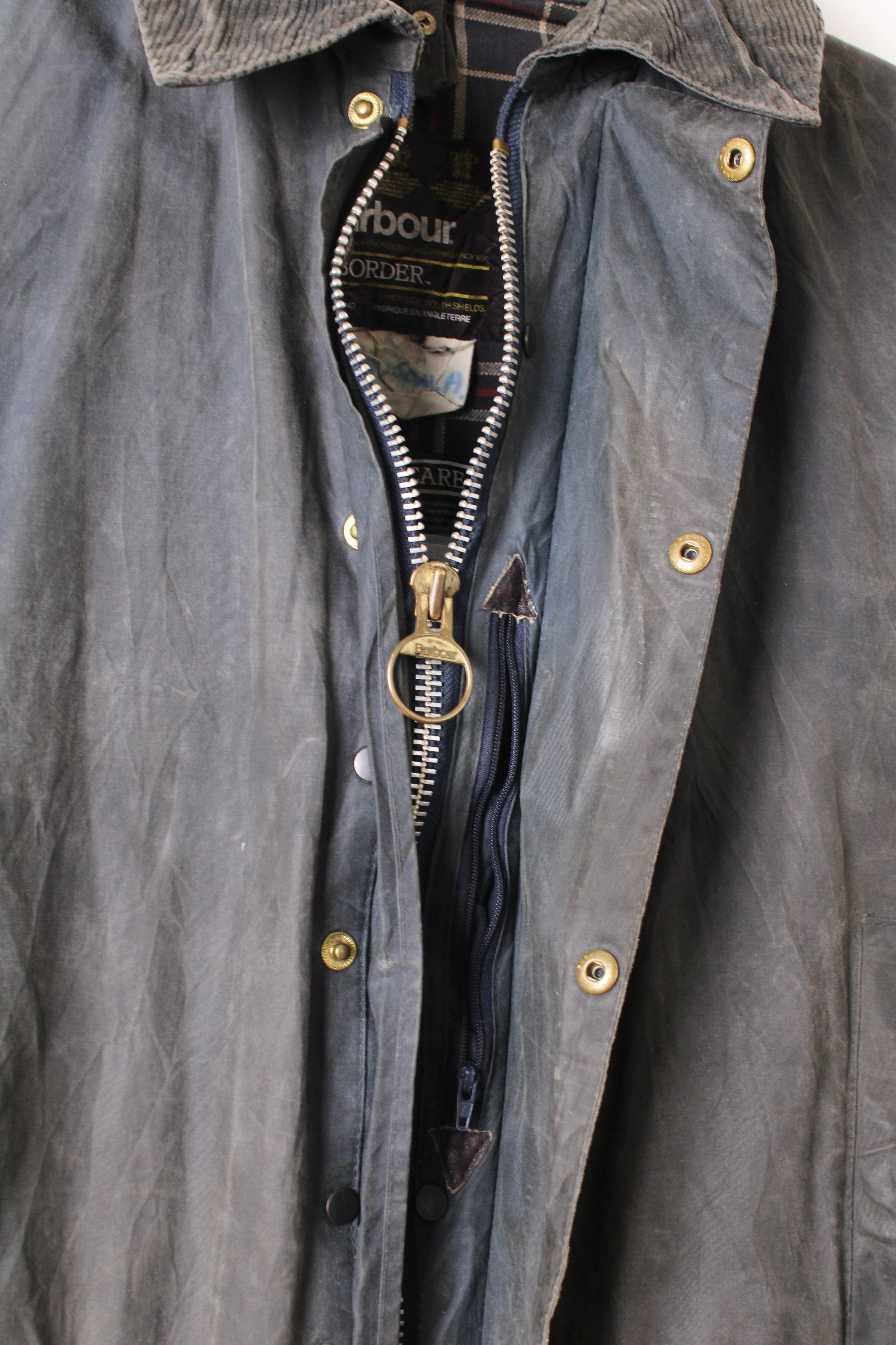 BARBOUR BORDER WAX JACKET BLUE - M/L