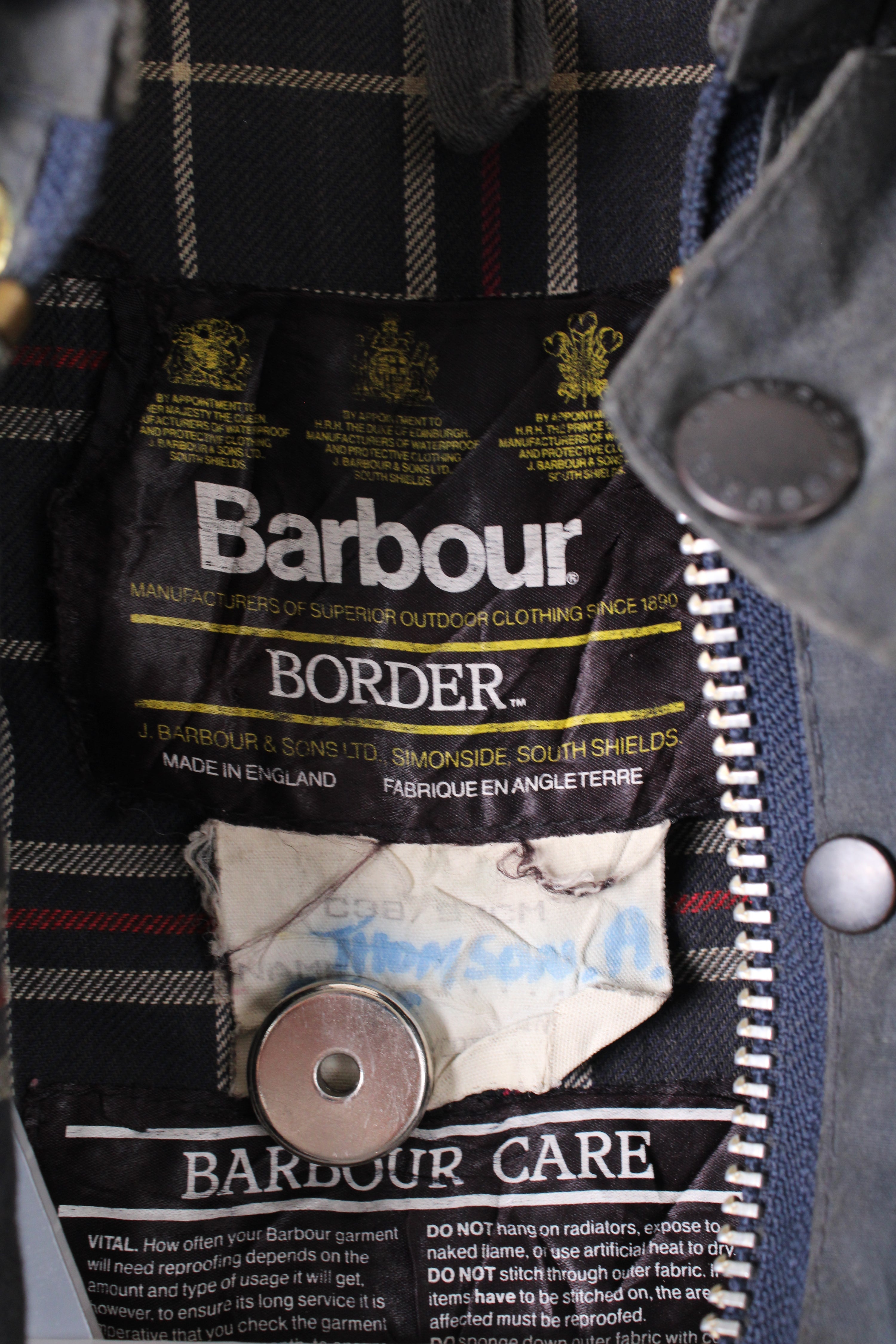 BARBOUR BORDER WAX JACKET BLUE - M/L