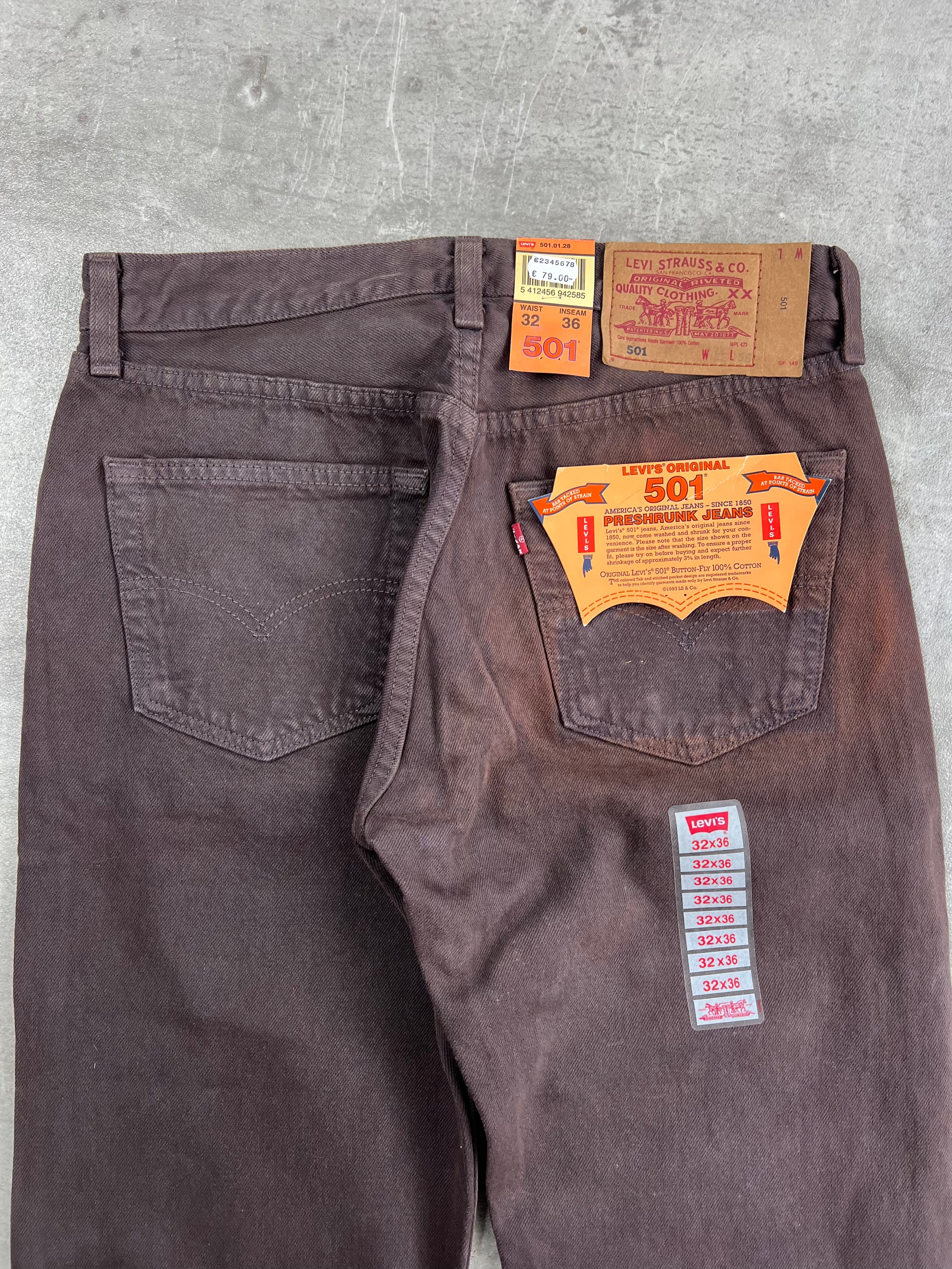 LEVIS 501 JEANS BROWN DENIM MADE IN USA