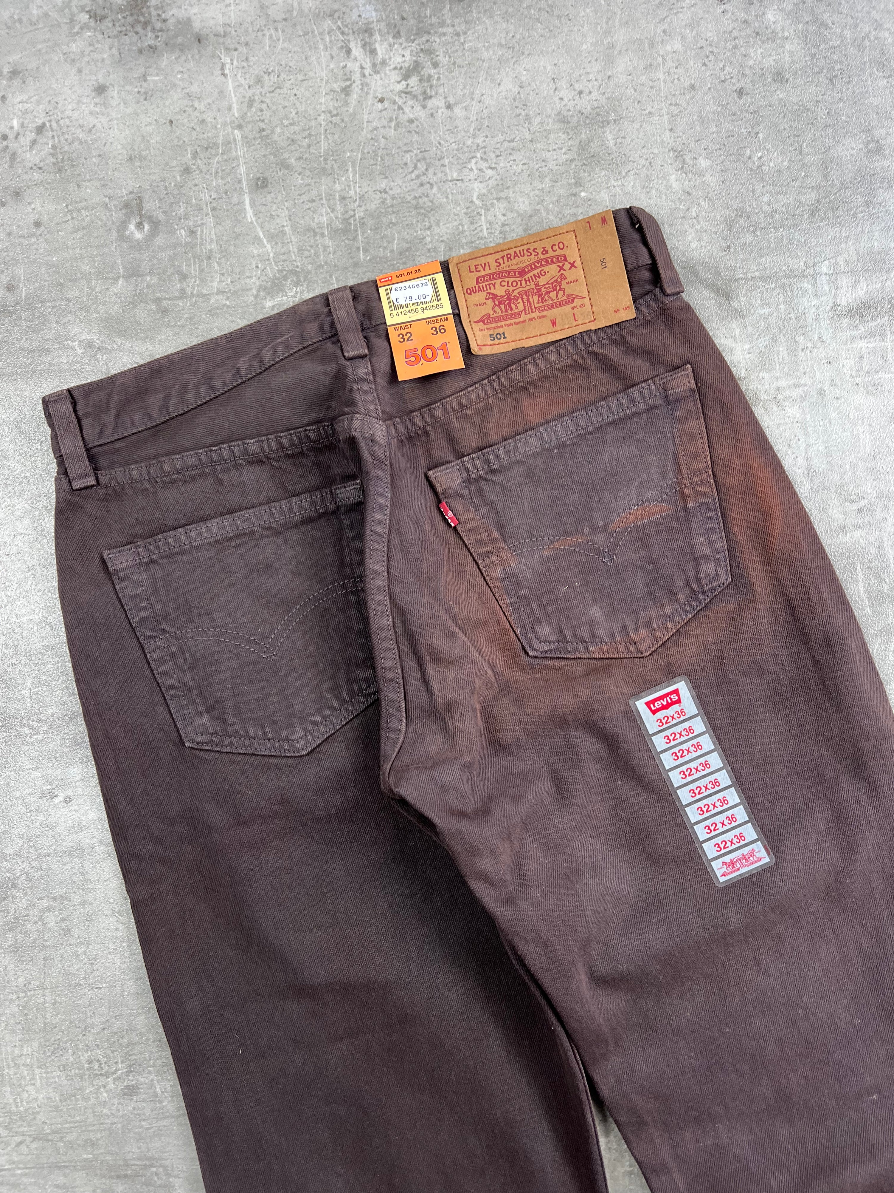 LEVIS 501 JEANS BROWN DENIM MADE IN USA