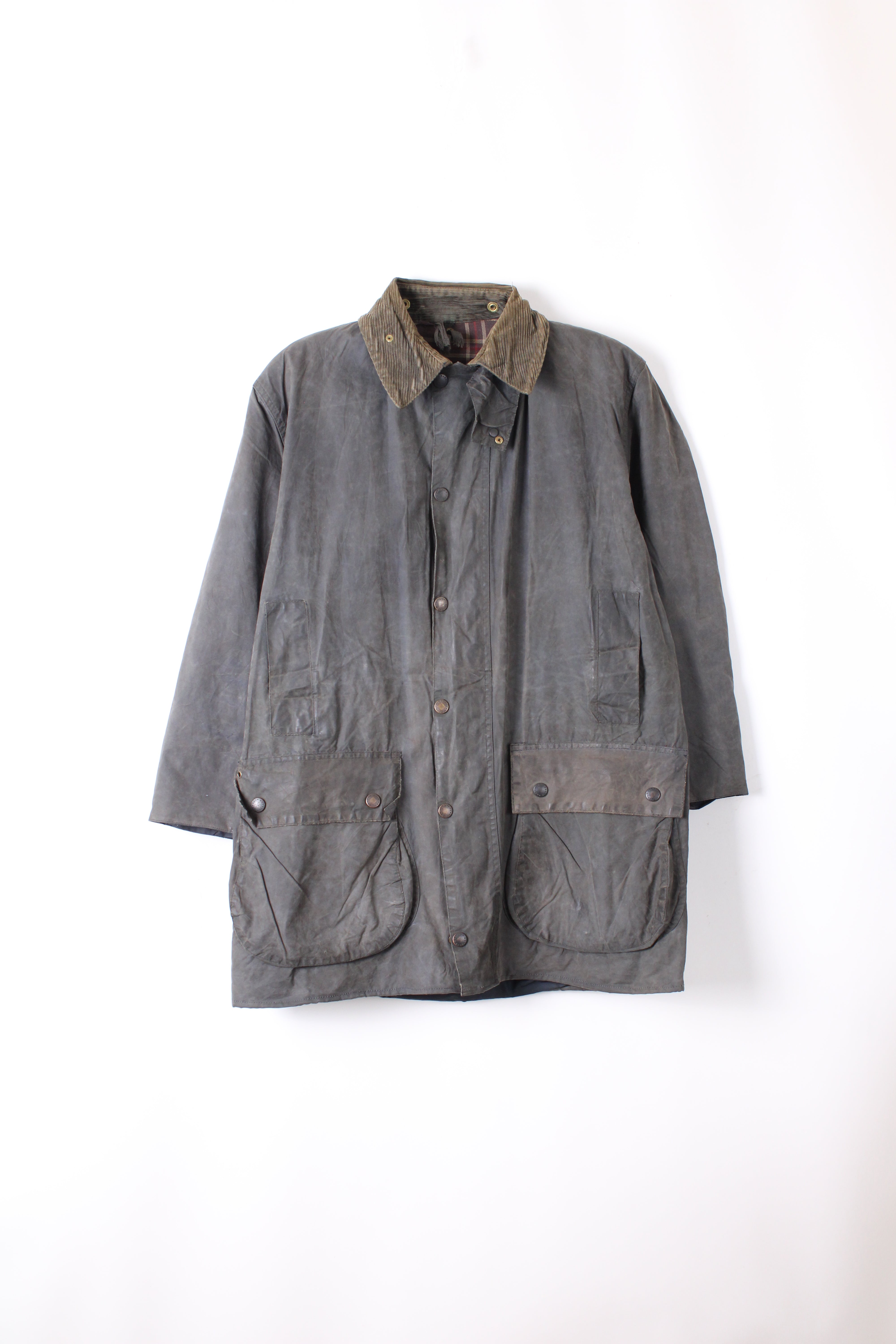 BARBOUR BORDER WAX JACKET GREY - M/L – HOLYGARMS