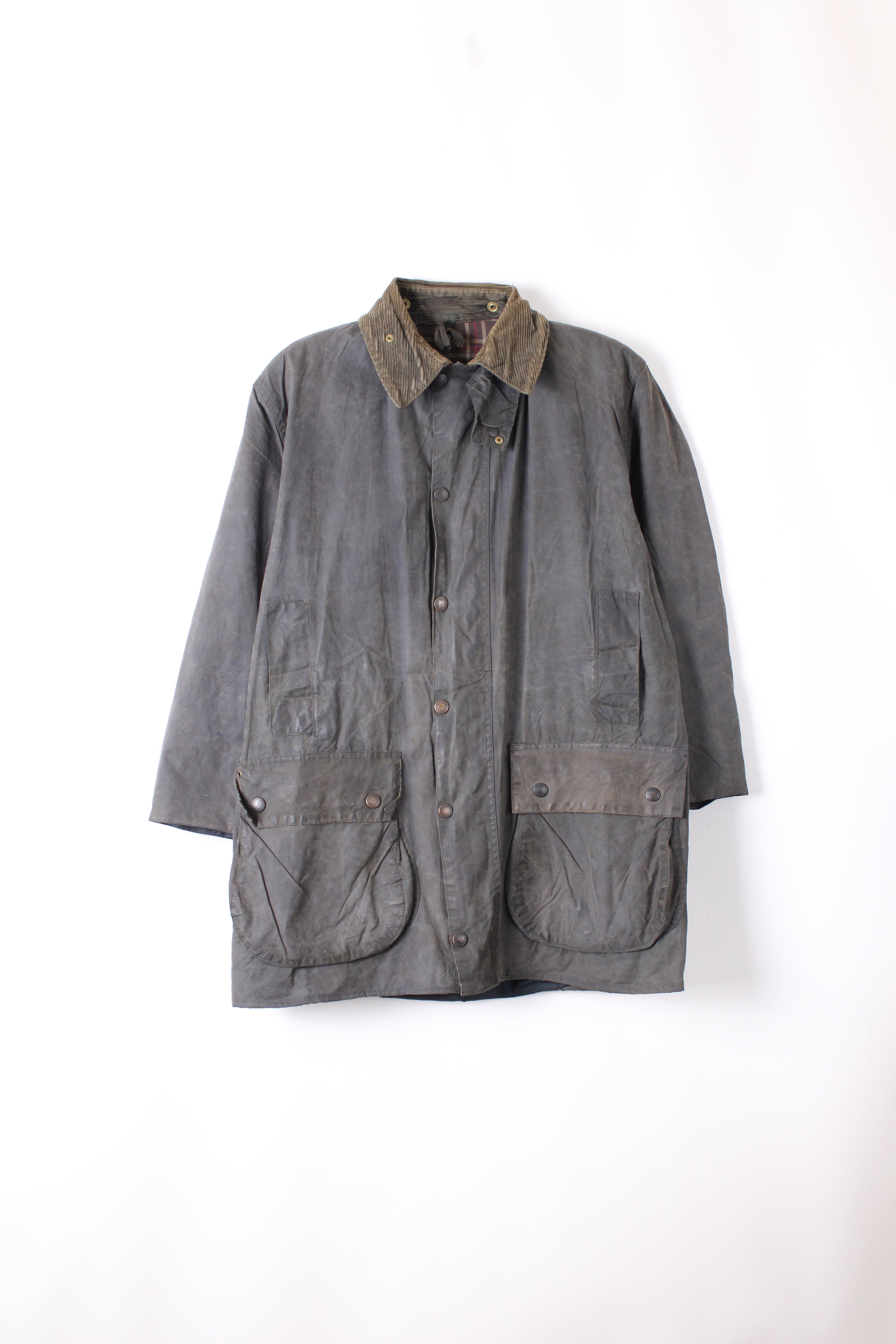 BARBOUR BORDER WAX JACKET GREY - M/L