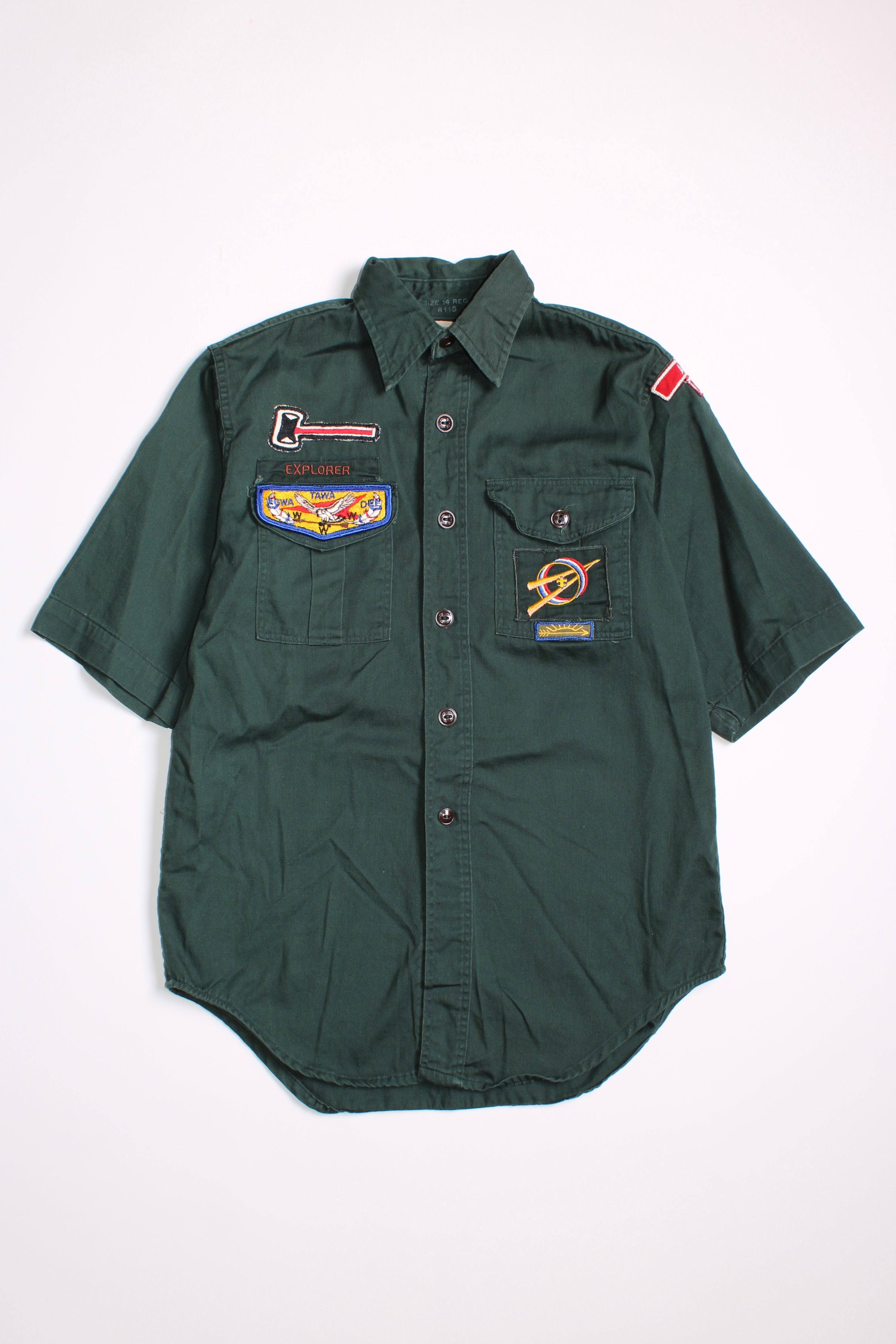 VINTAGE BOY SCOUT OF AMERICA SANFORIZED SHIRT GREEN - XS/S