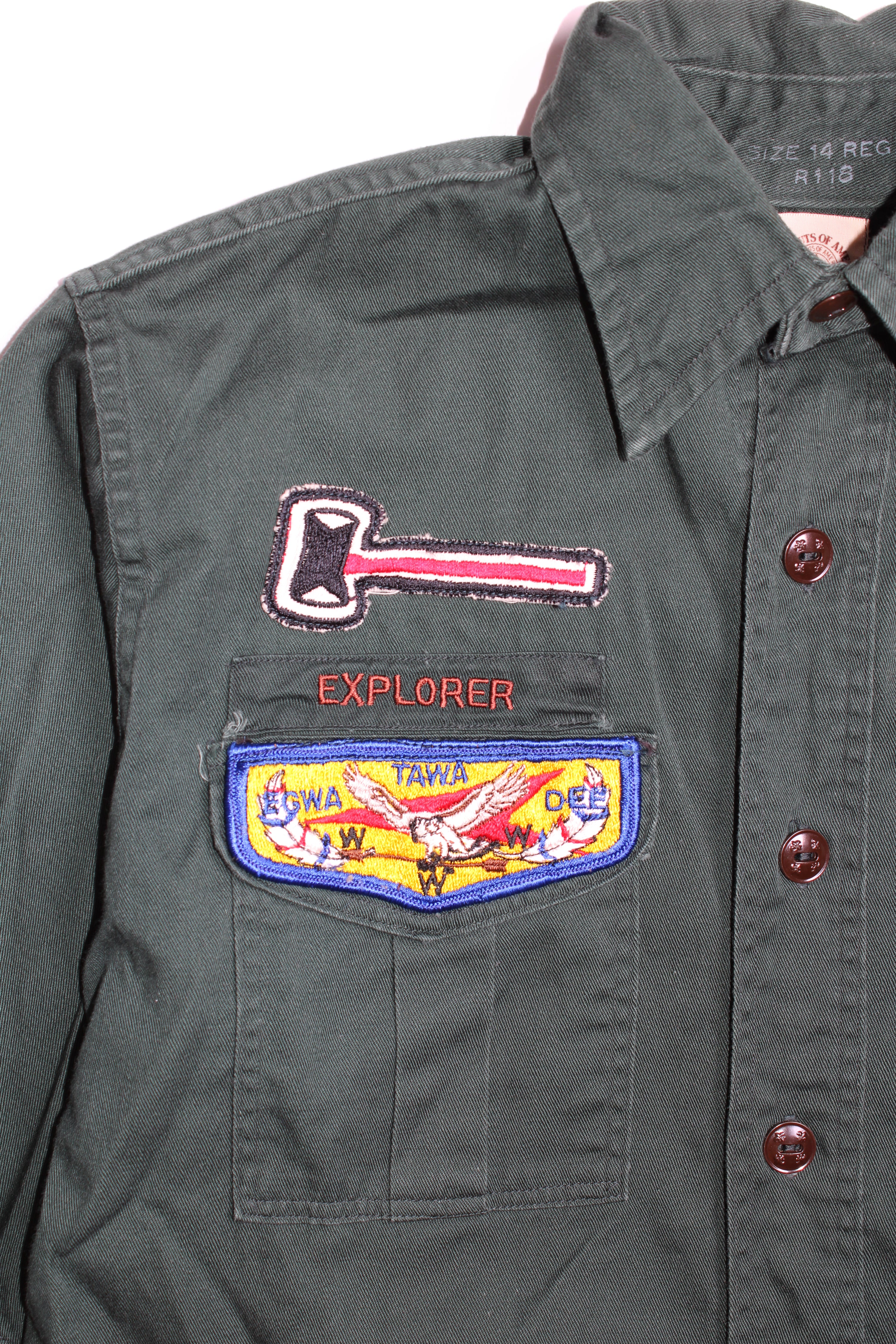 VINTAGE BOY SCOUT OF AMERICA SANFORIZED SHIRT GREEN - XS/S