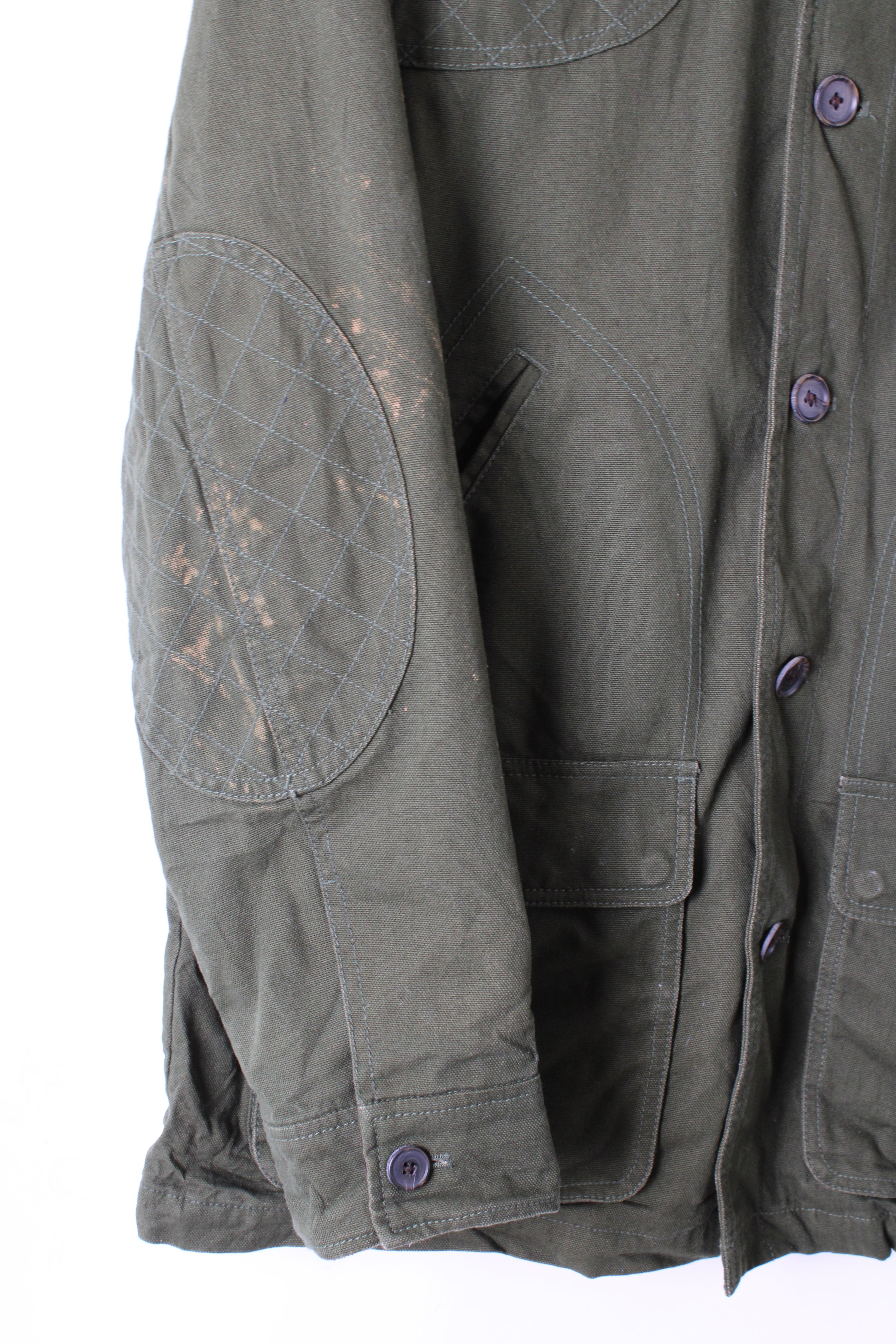 LANDS END VINTAGE HUNTING JACKET CANVAS FOREST GREEN - S/M