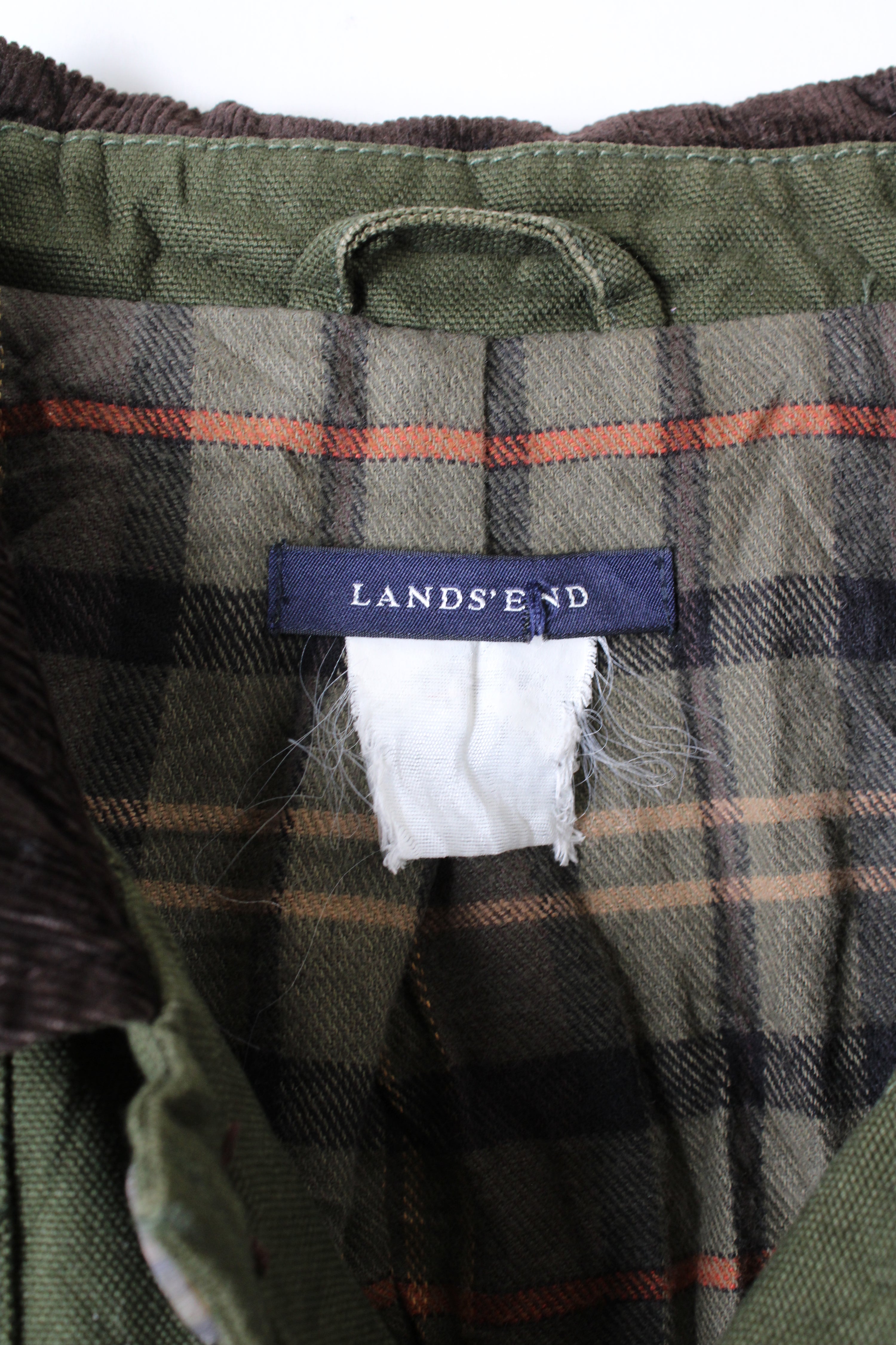 LANDS END VINTAGE HUNTING JACKET CANVAS FOREST GREEN - S/M
