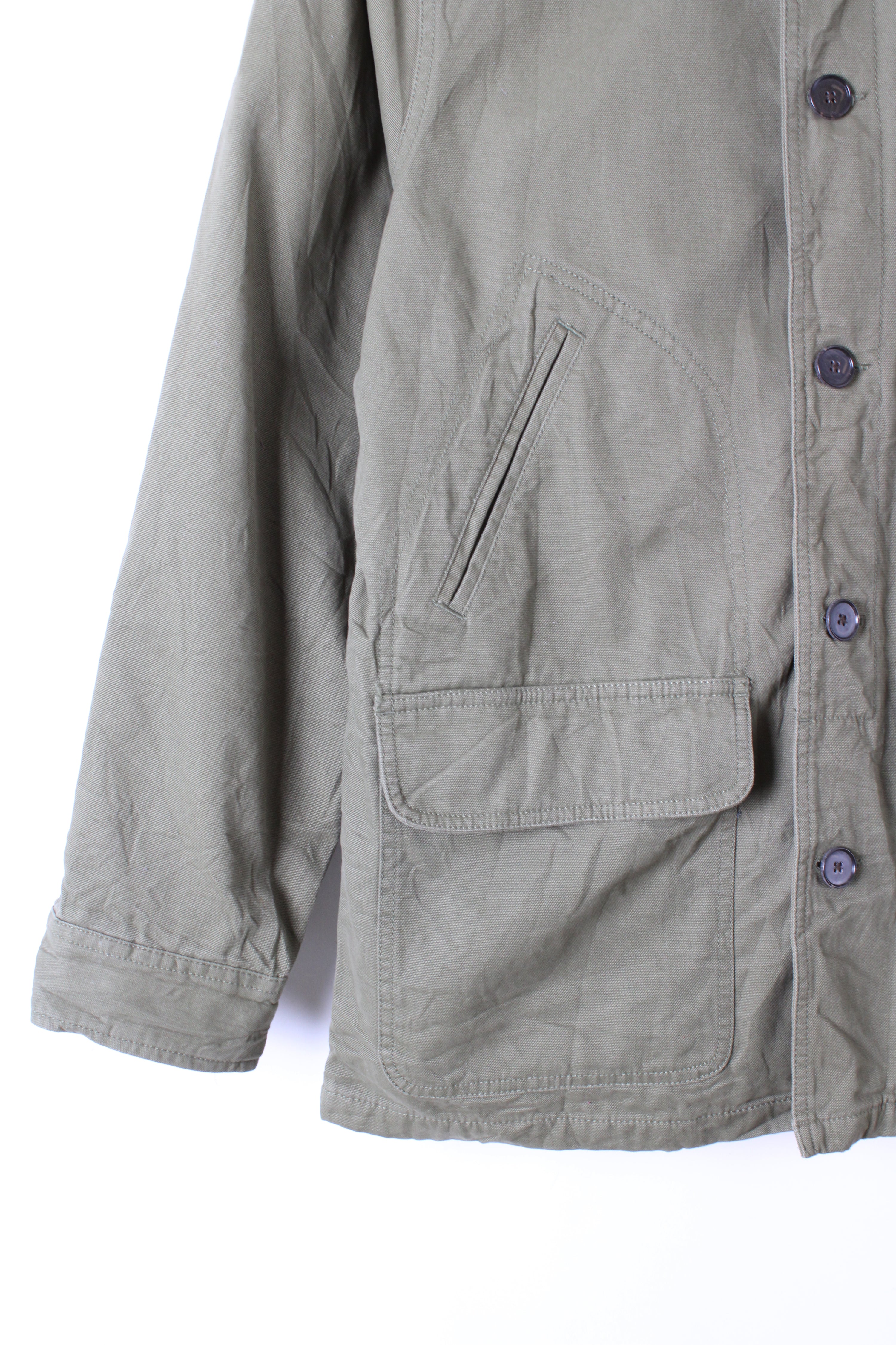 LANDS END VINTAGE HUNTING JACKET CANVAS COTTON GREEN - M