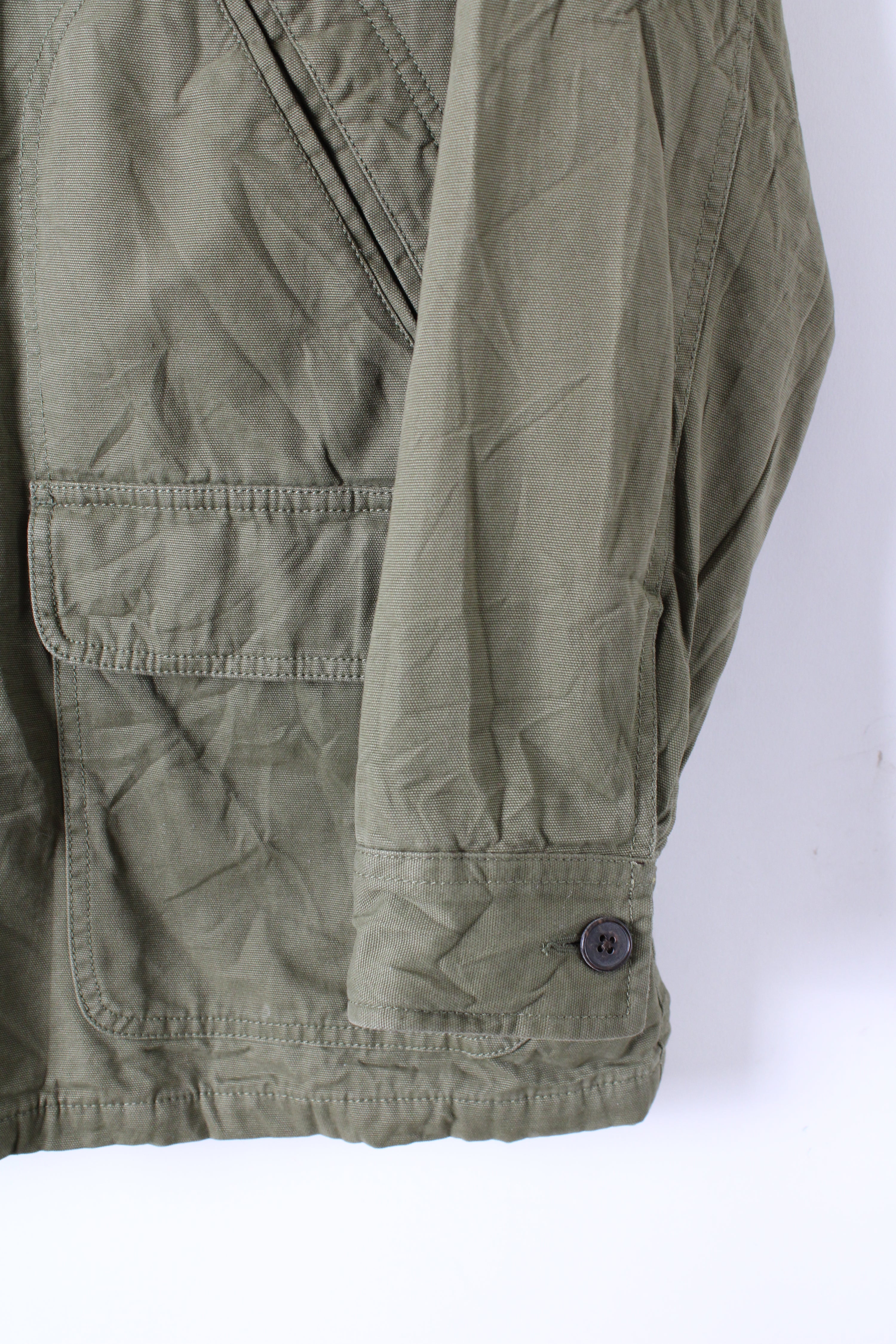LANDS END VINTAGE HUNTING JACKET CANVAS COTTON GREEN - M