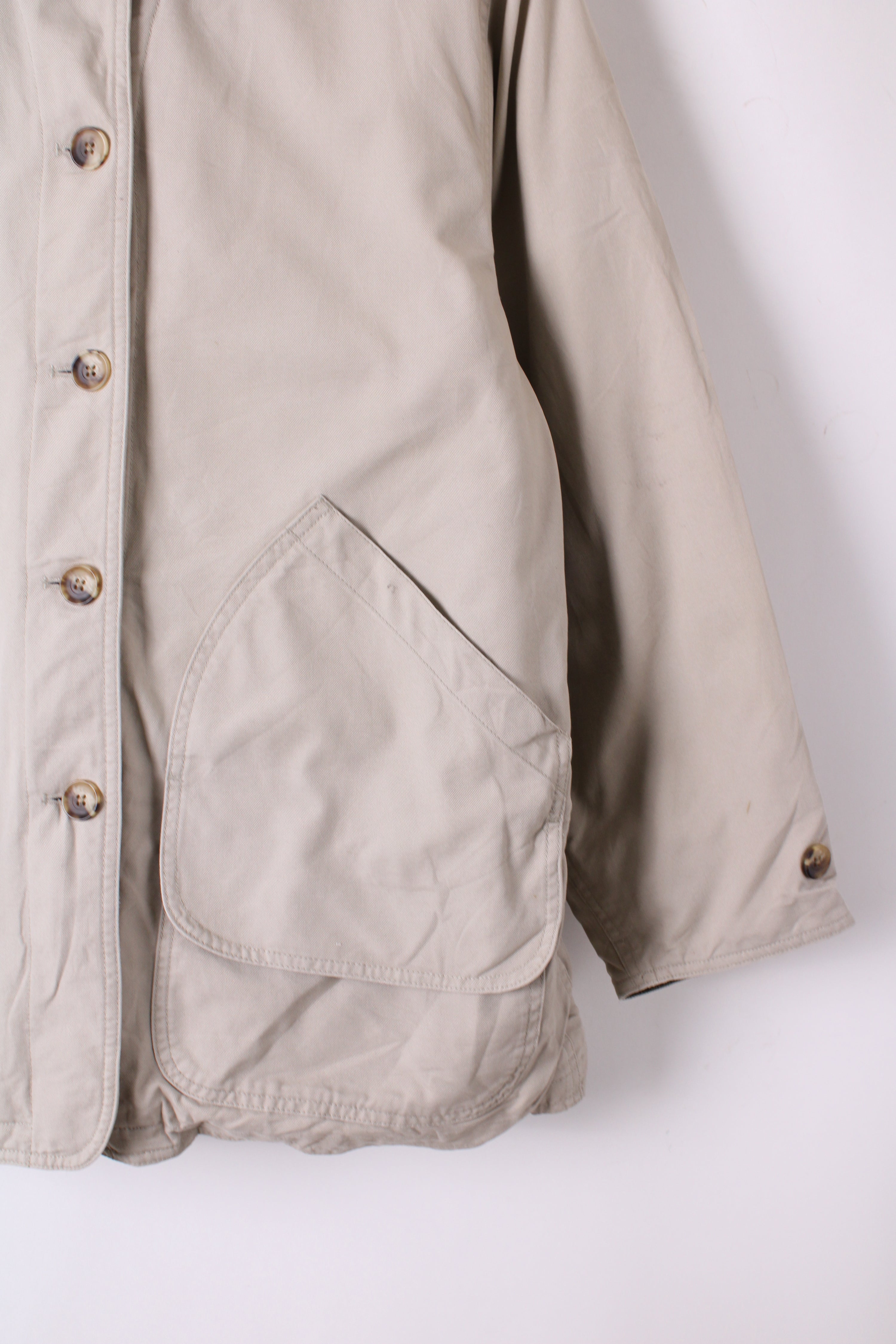 LANDS END VINTAGE HUNTING JACKET COTTON BEIGE - S/M