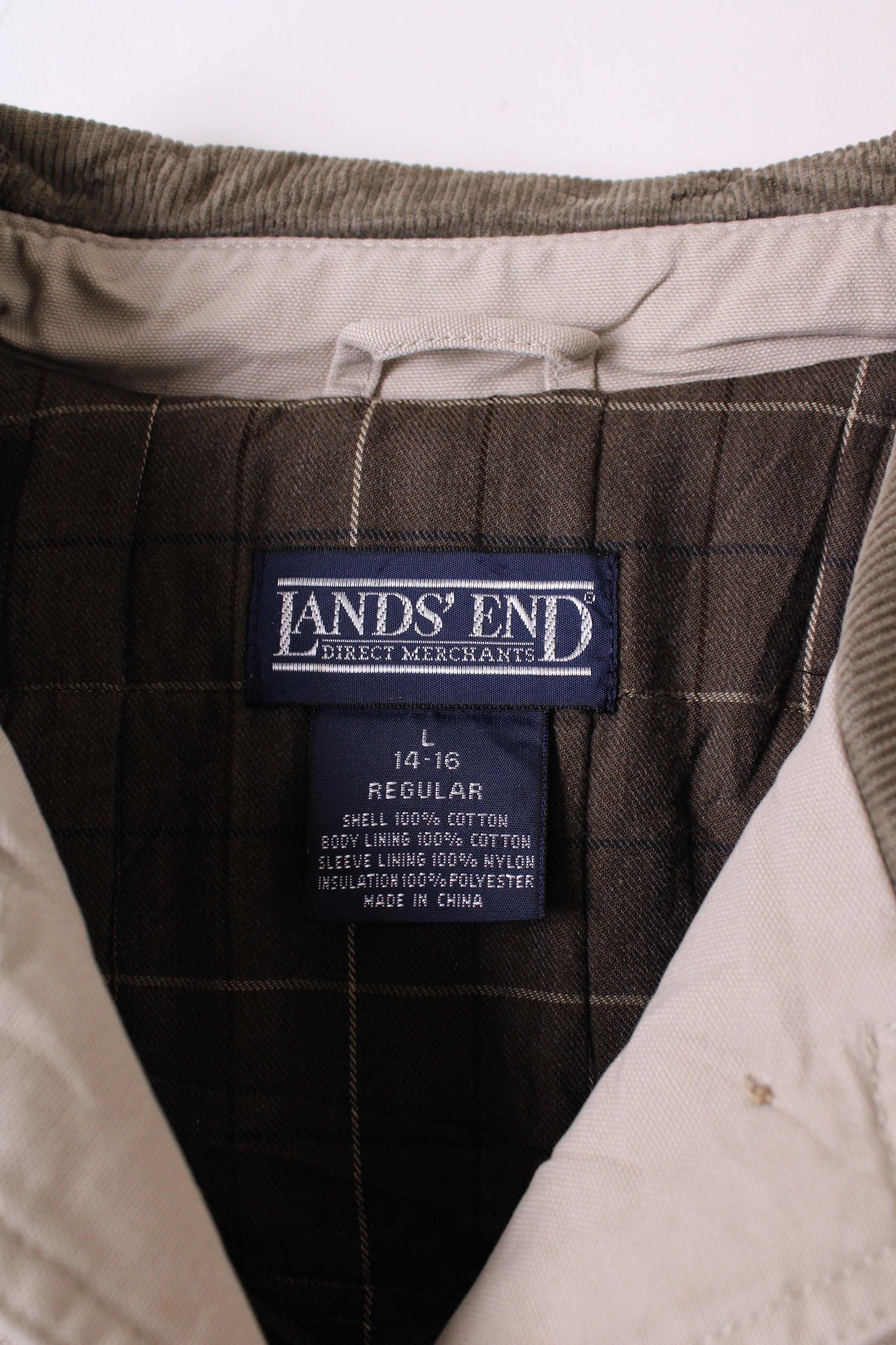 LANDS END VINTAGE HUNTING JACKET COTTON BEIGE - S/M