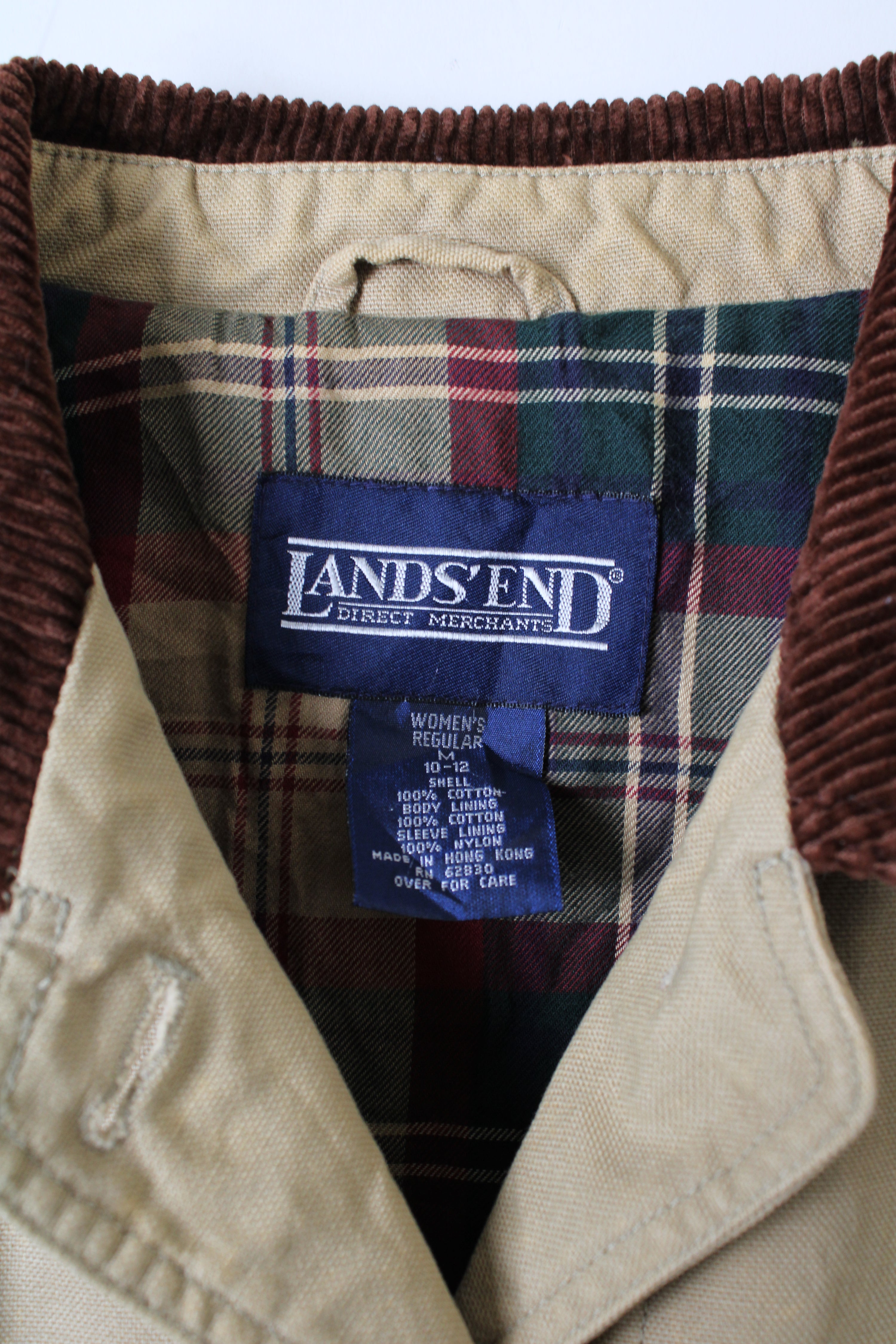 LANDS END VINTAGE HUNTING JACKET COTTON BEIGE - S/M