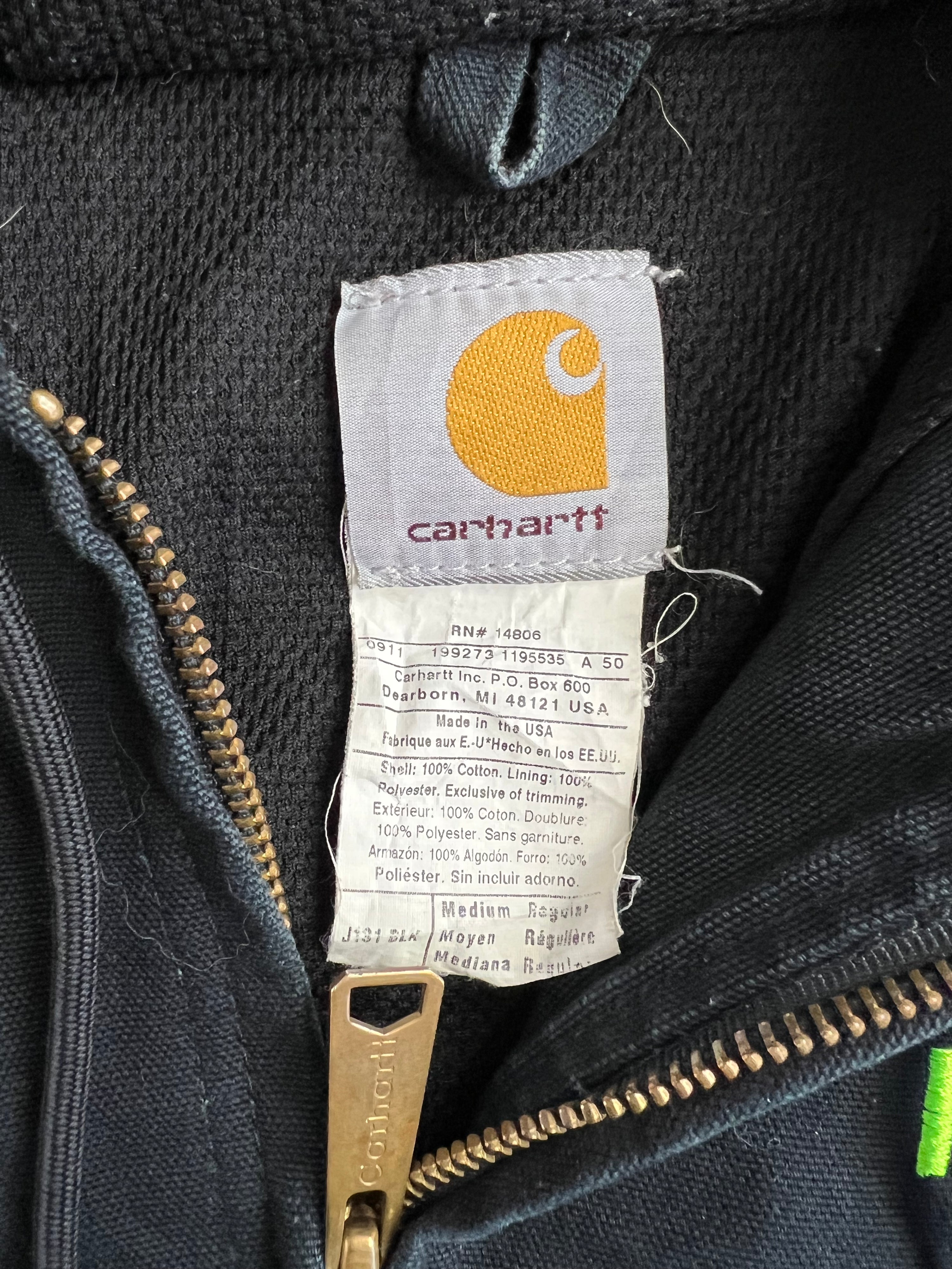 CARHARTT ACTIVE JACKET J131 BLACK MADE IN USA - M