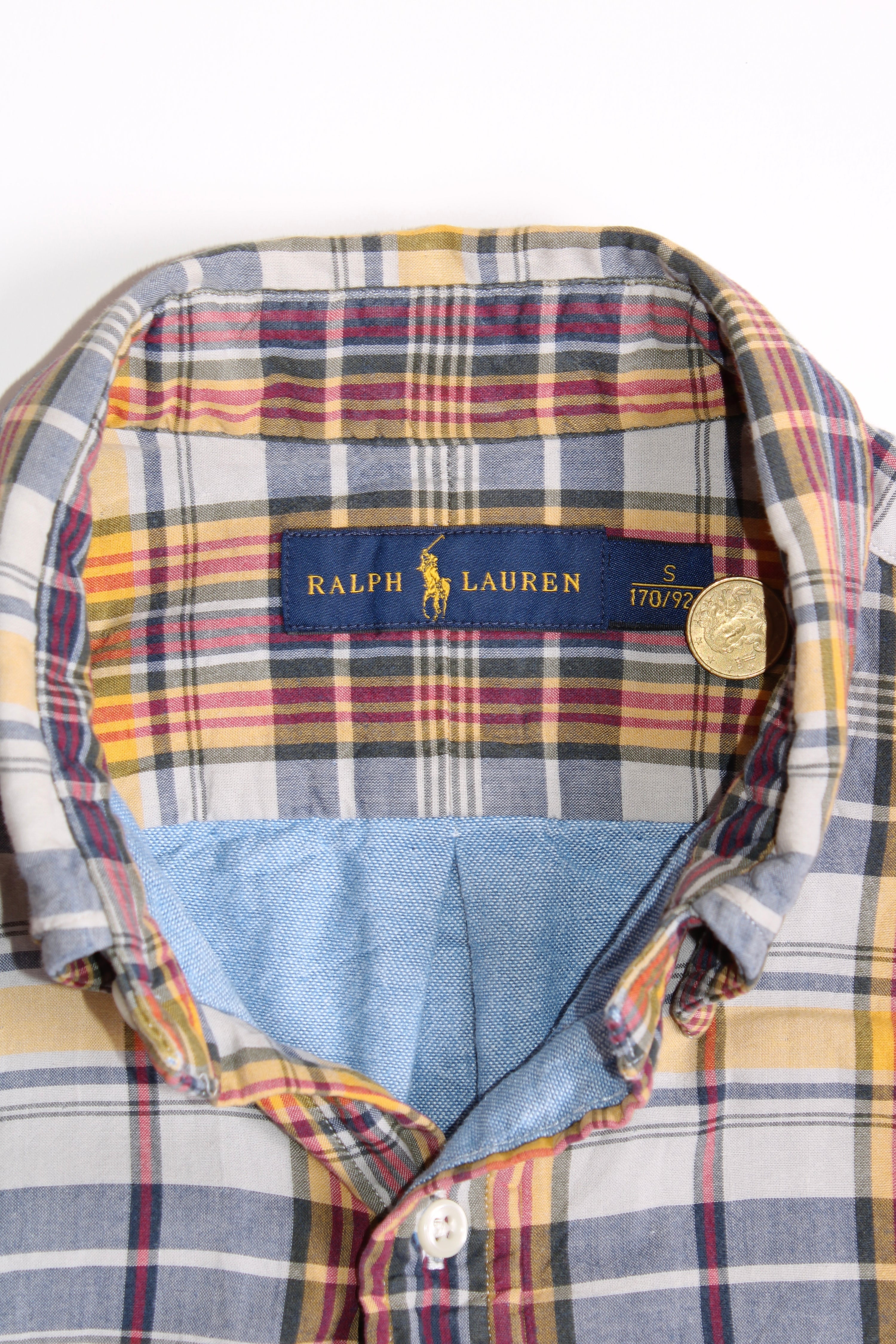 RALPH LAUREN BUTTON DOWN CHECKED LINED SHIRT - S