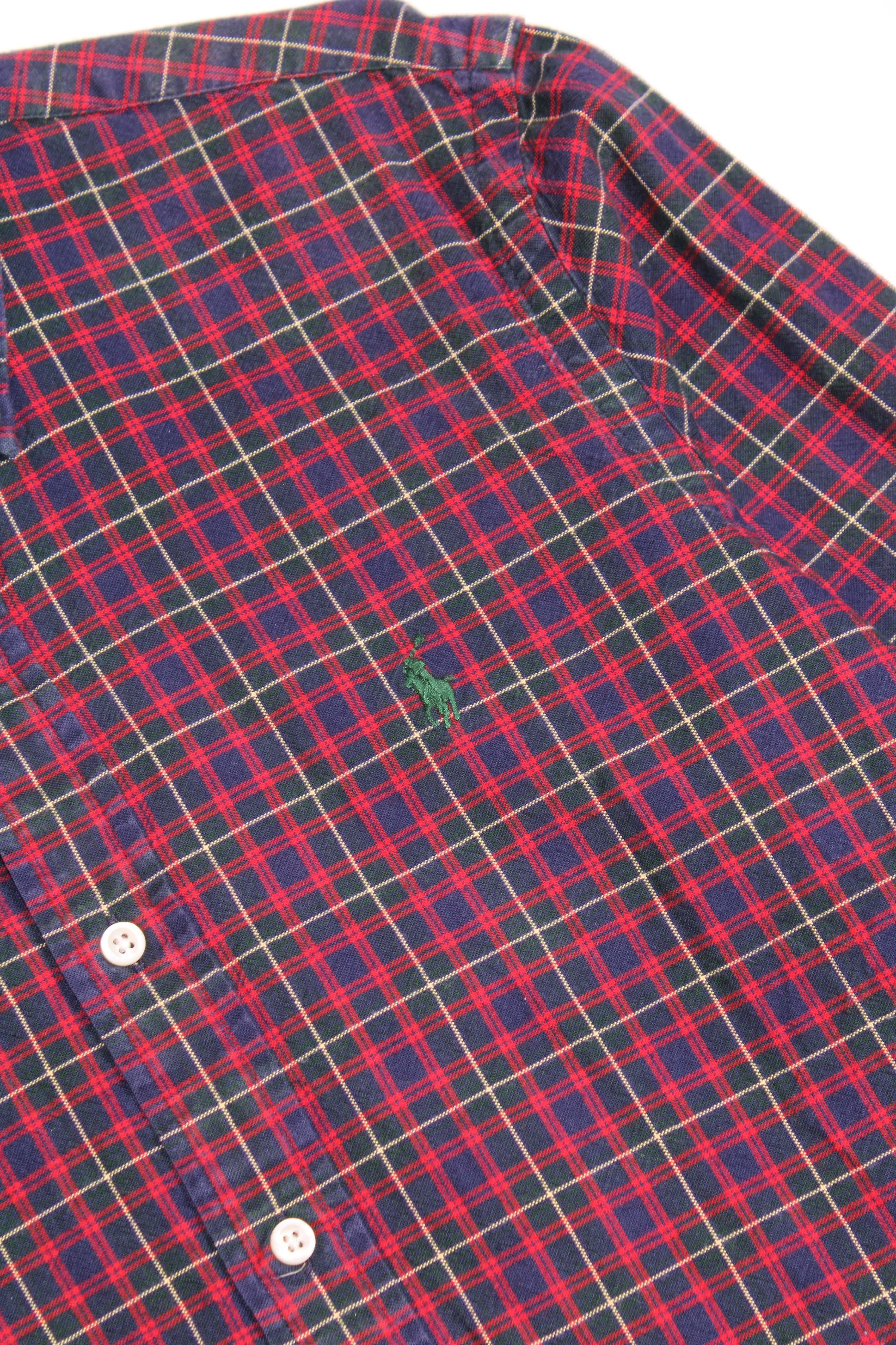 RALPH LAUREN BUTTON DOWN CHECKED SHIRT RED - S