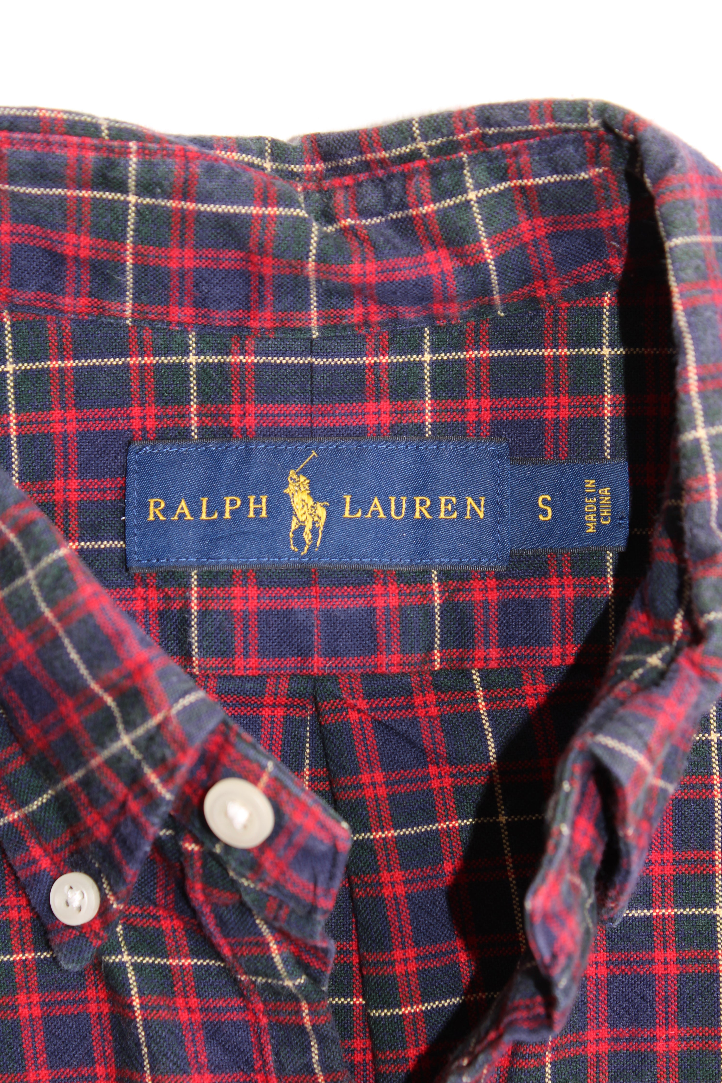 RALPH LAUREN BUTTON DOWN CHECKED SHIRT RED - S