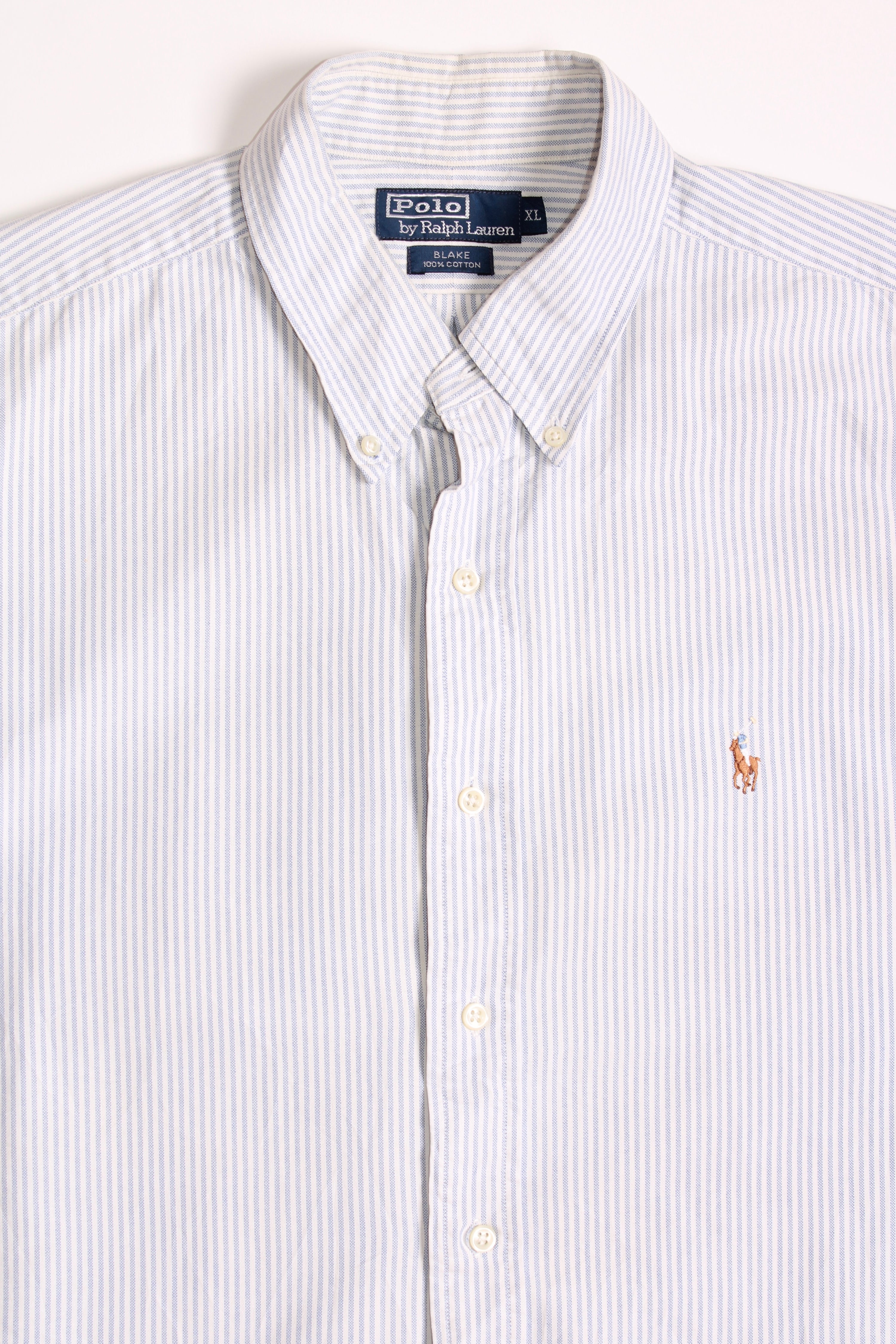 RALPH LAUREN OXFORD STRIPED SHORT SLEEVES SHIRT - XL