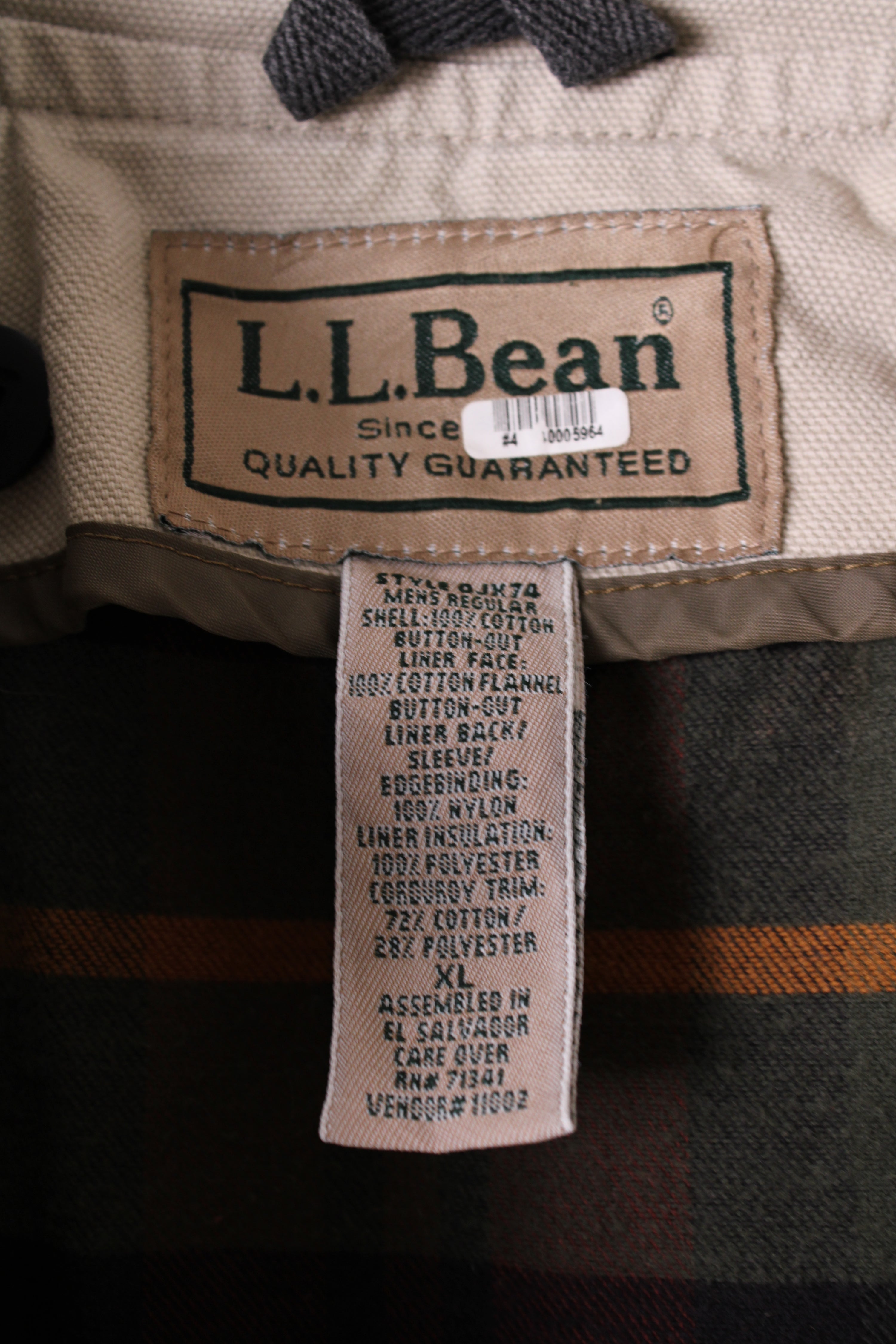 LL BEAN VINTAGE HUNTING JACKET CANVAS BEIGE - XL