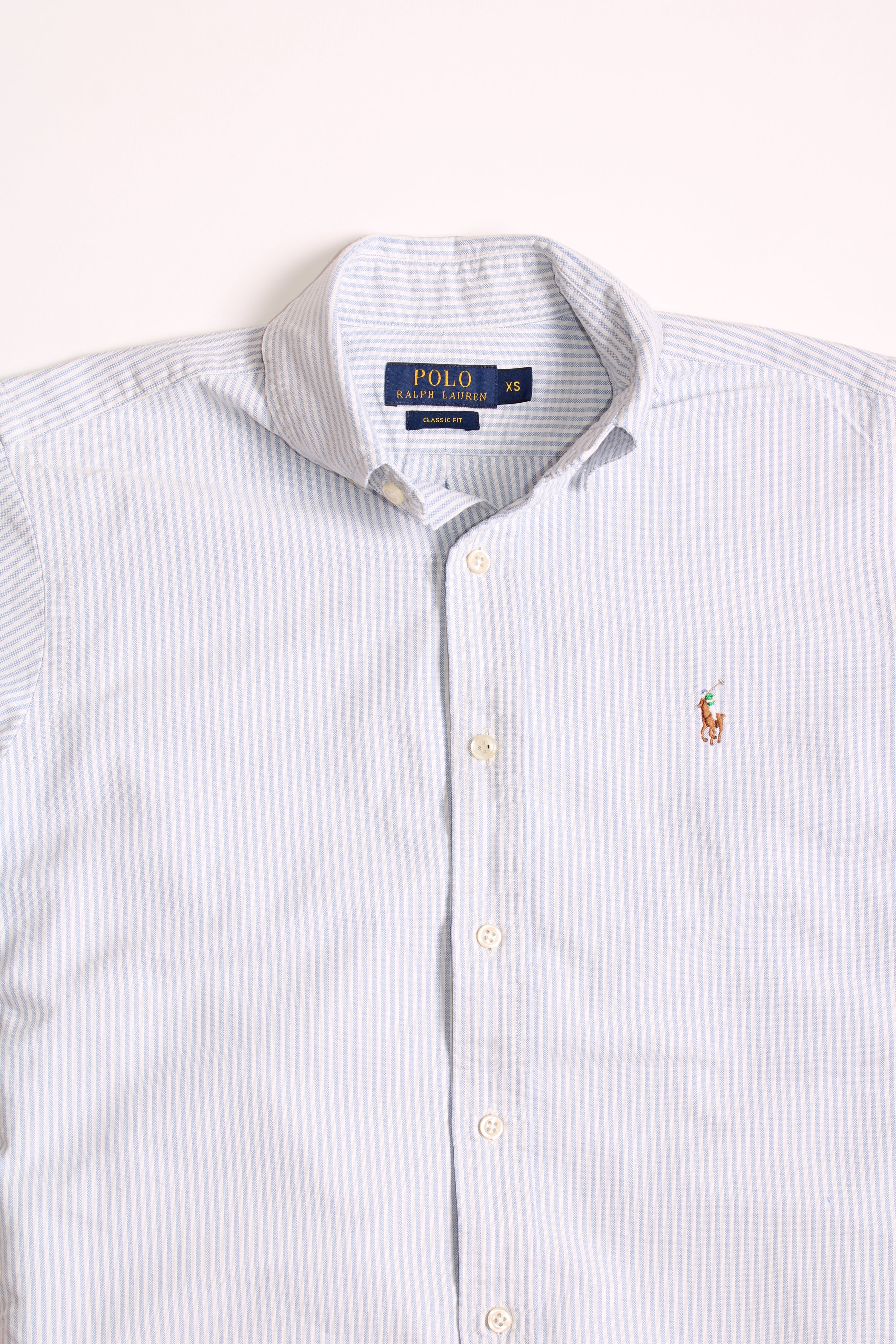 RALPH LAUREN OXFORD STRIPED SHORT SLEEVES SHIRT - XS