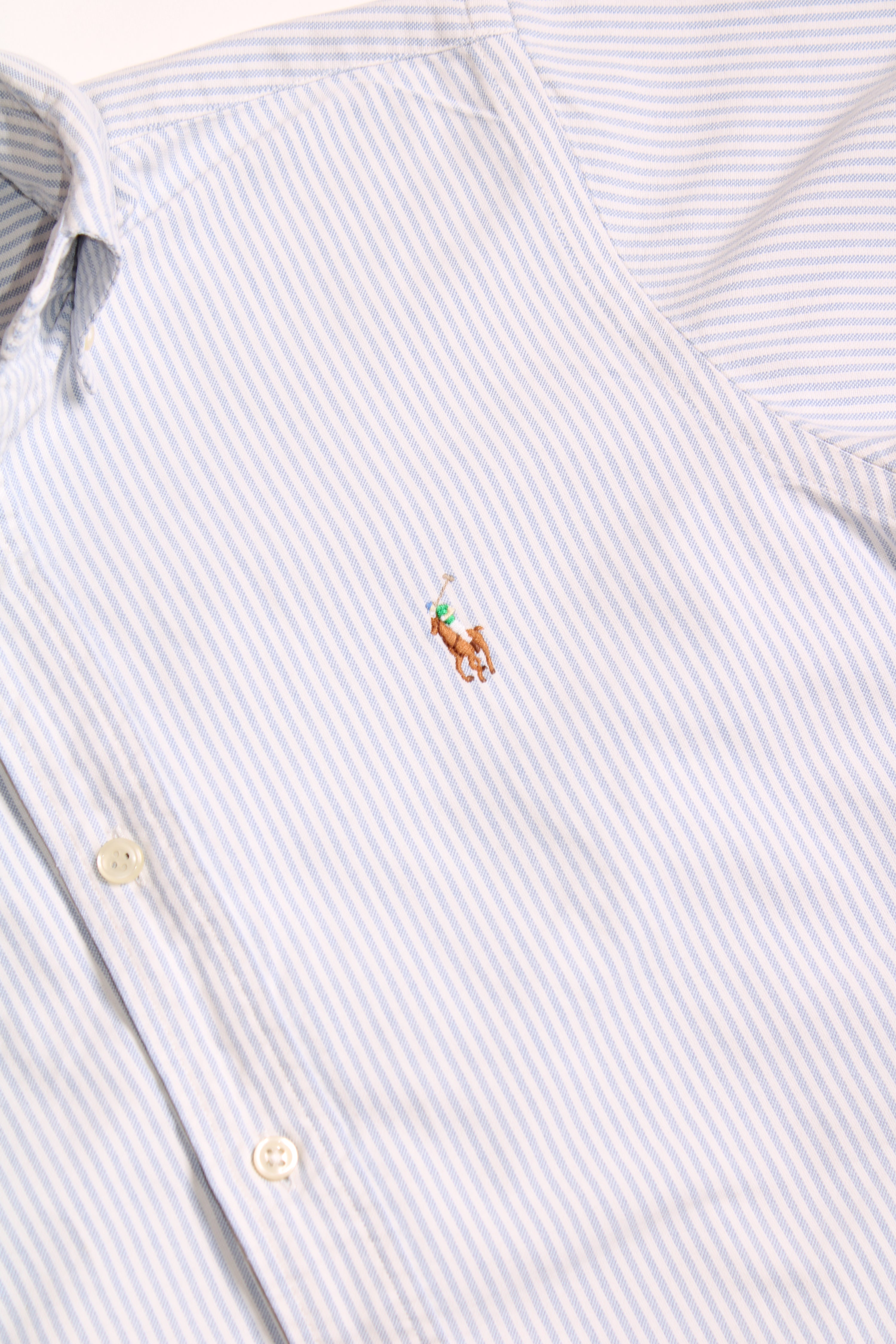 RALPH LAUREN OXFORD STRIPED SHORT SLEEVES SHIRT - XS
