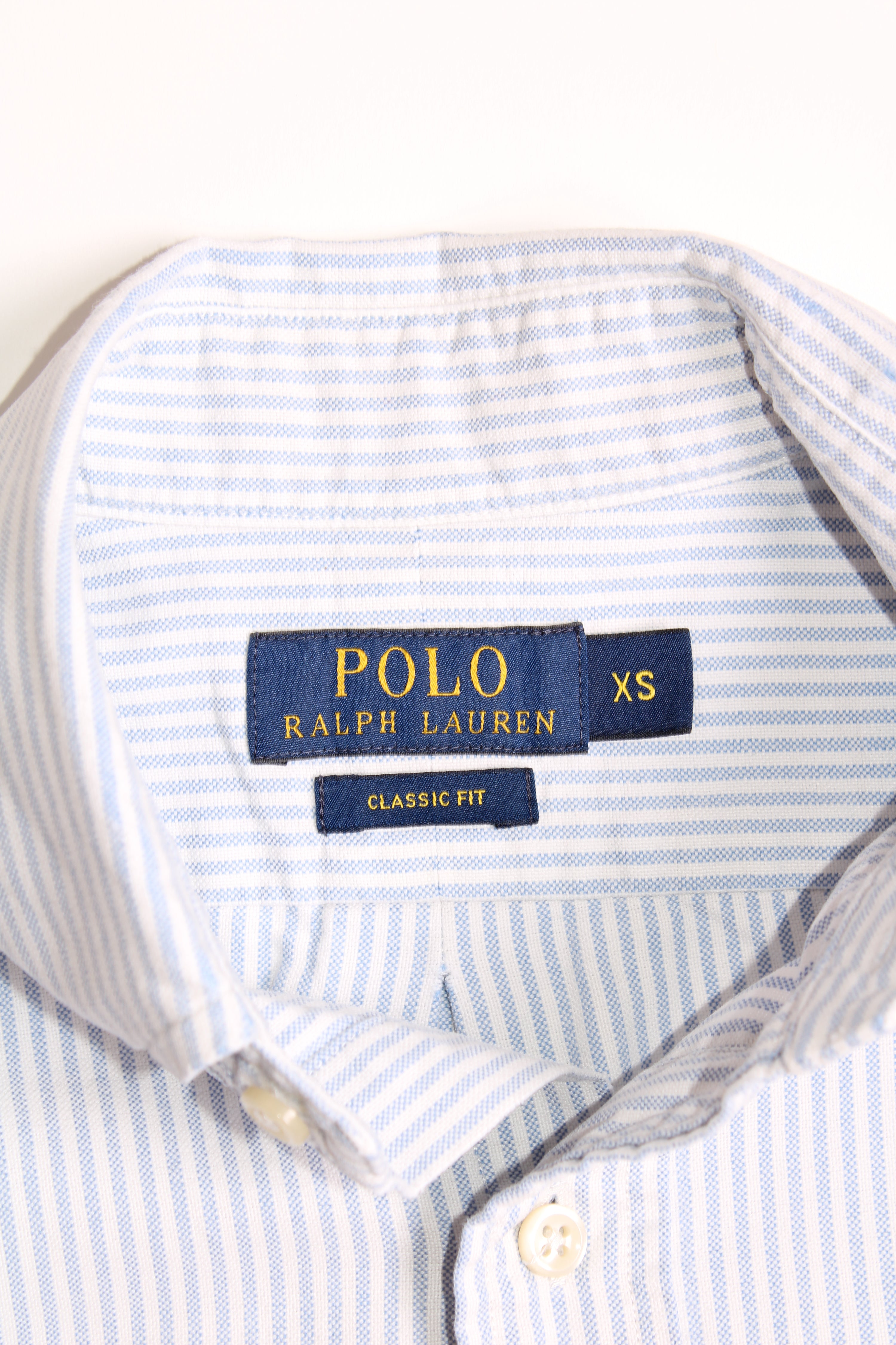 RALPH LAUREN OXFORD STRIPED SHORT SLEEVES SHIRT - XS