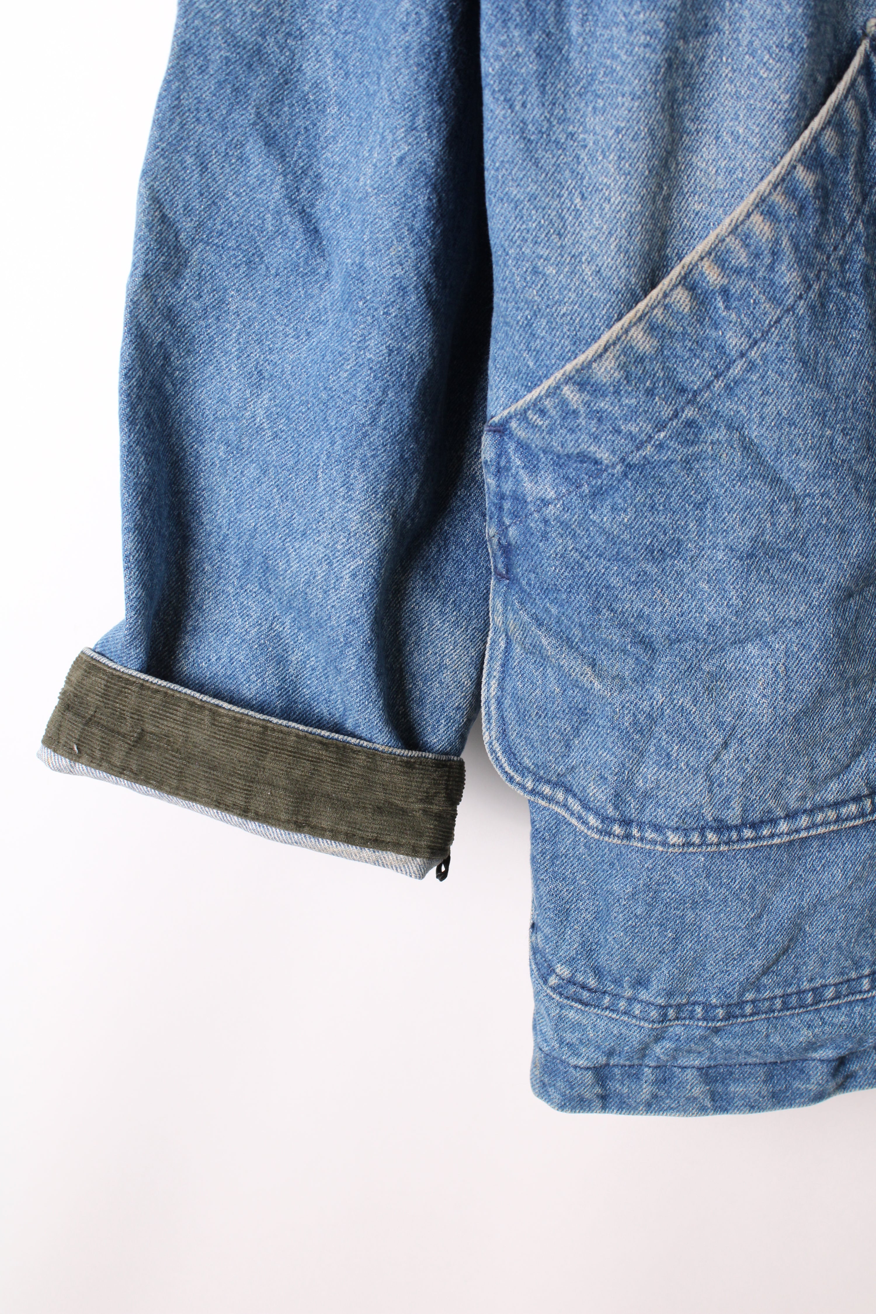 LL BEAN VINTAGE HUNTING JACKET DENIM BLUE MADE IN USA - XL