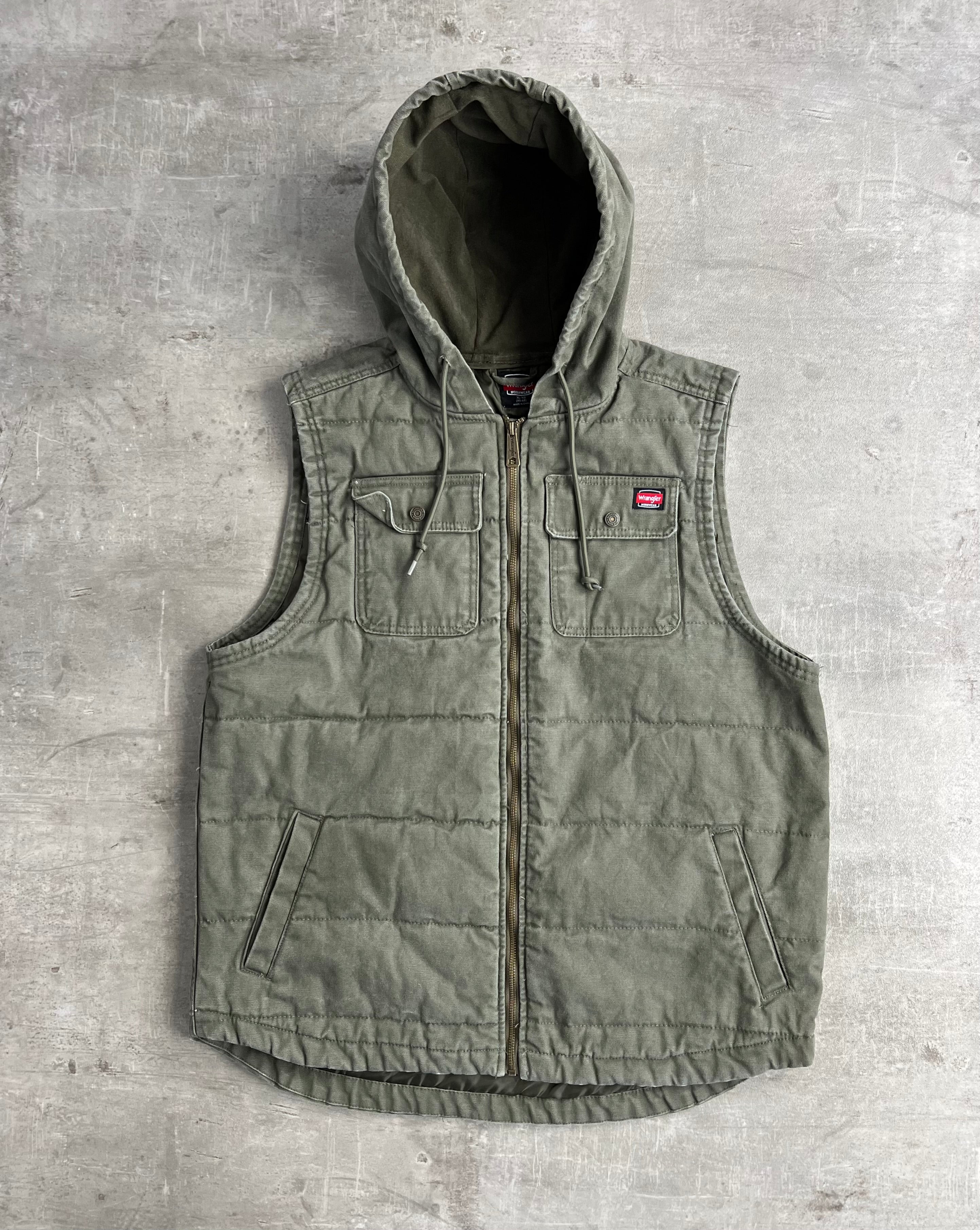 WRANGLER WORKWEAR HOODED VEST GREEN - XL