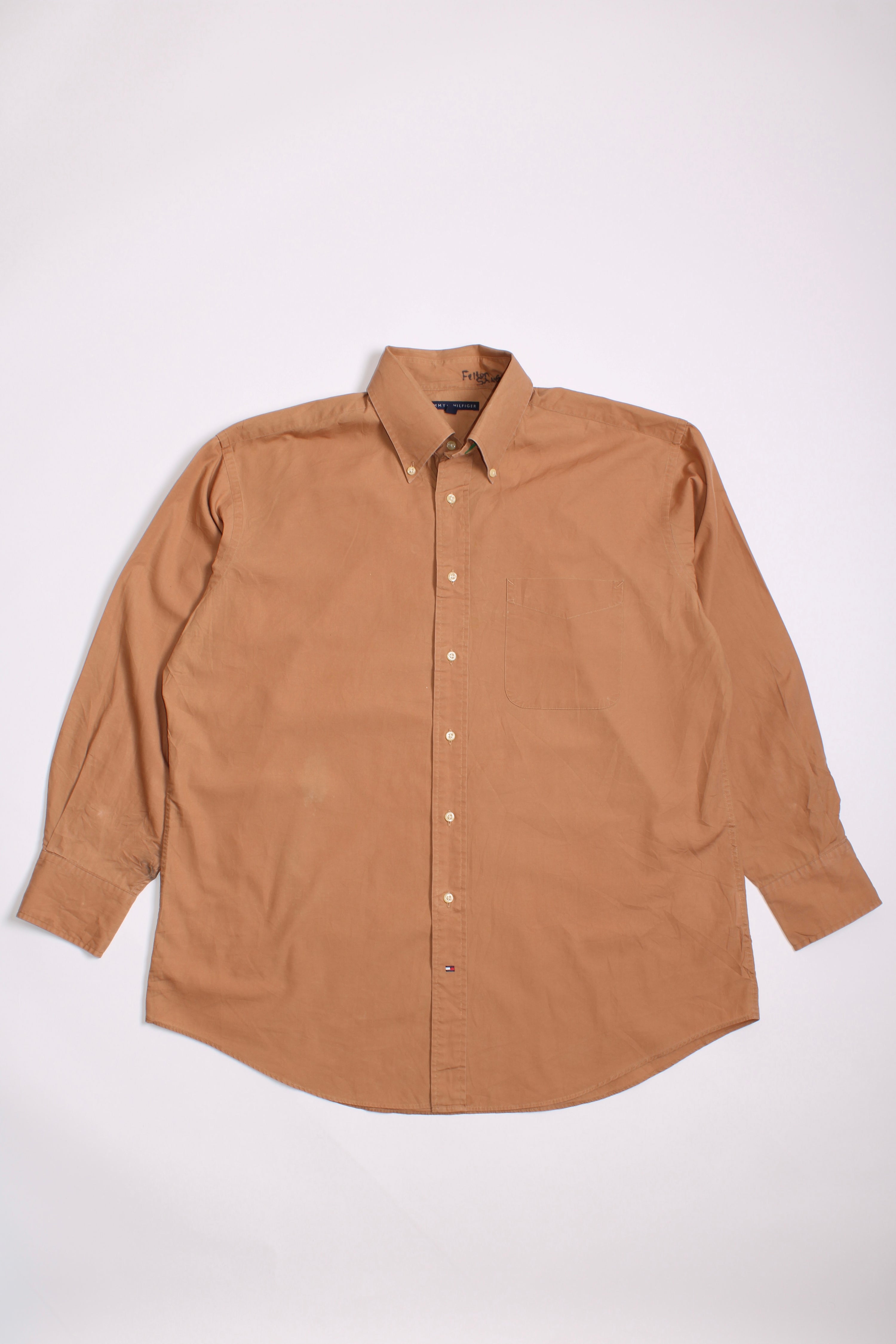 TOMMY HILFIGER VINTAGE COTTON SHIRT BURNT ORANGE - L