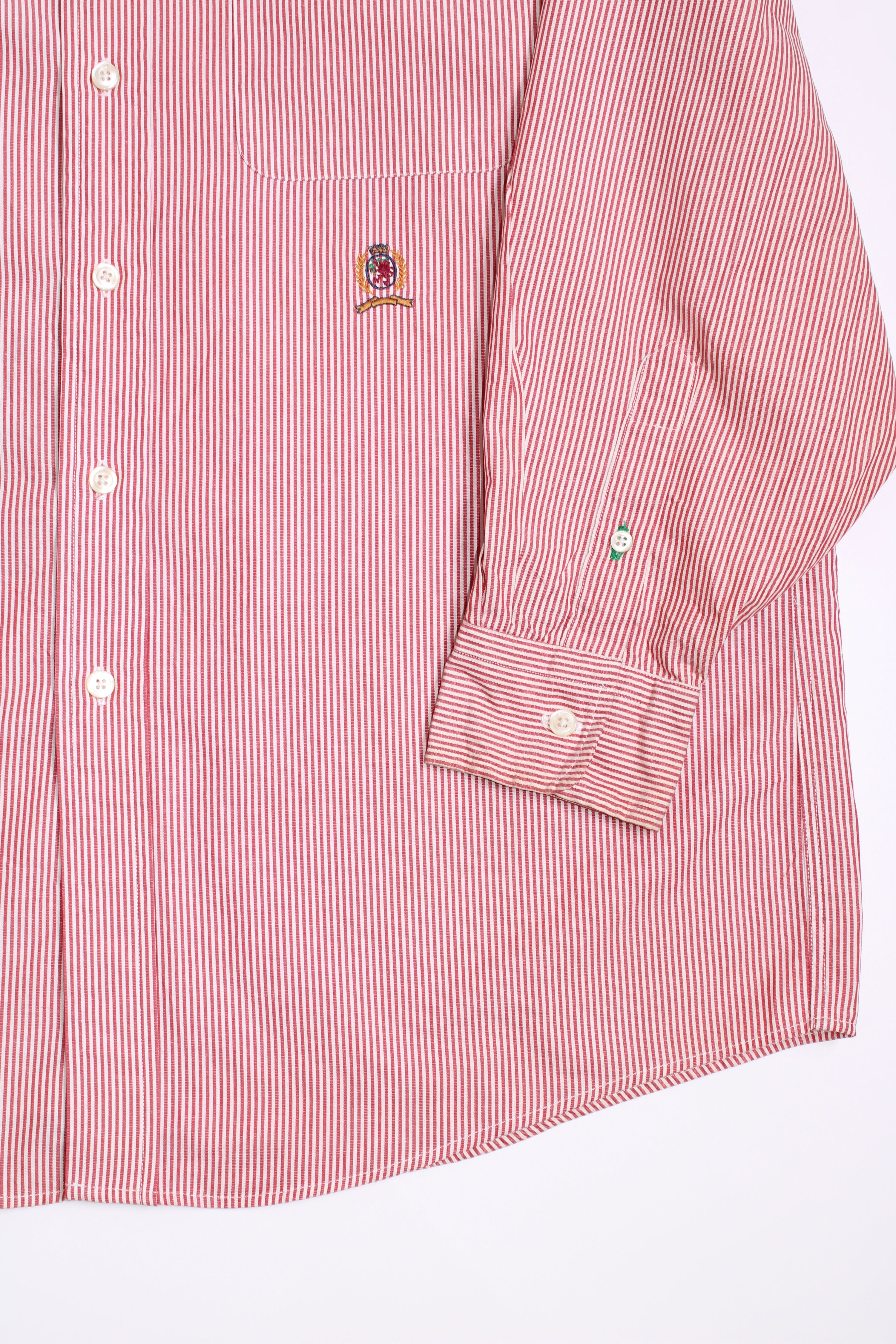 TOMMY HILFIGER VINTAGE COTTON STRIPED SHIRT RED - L
