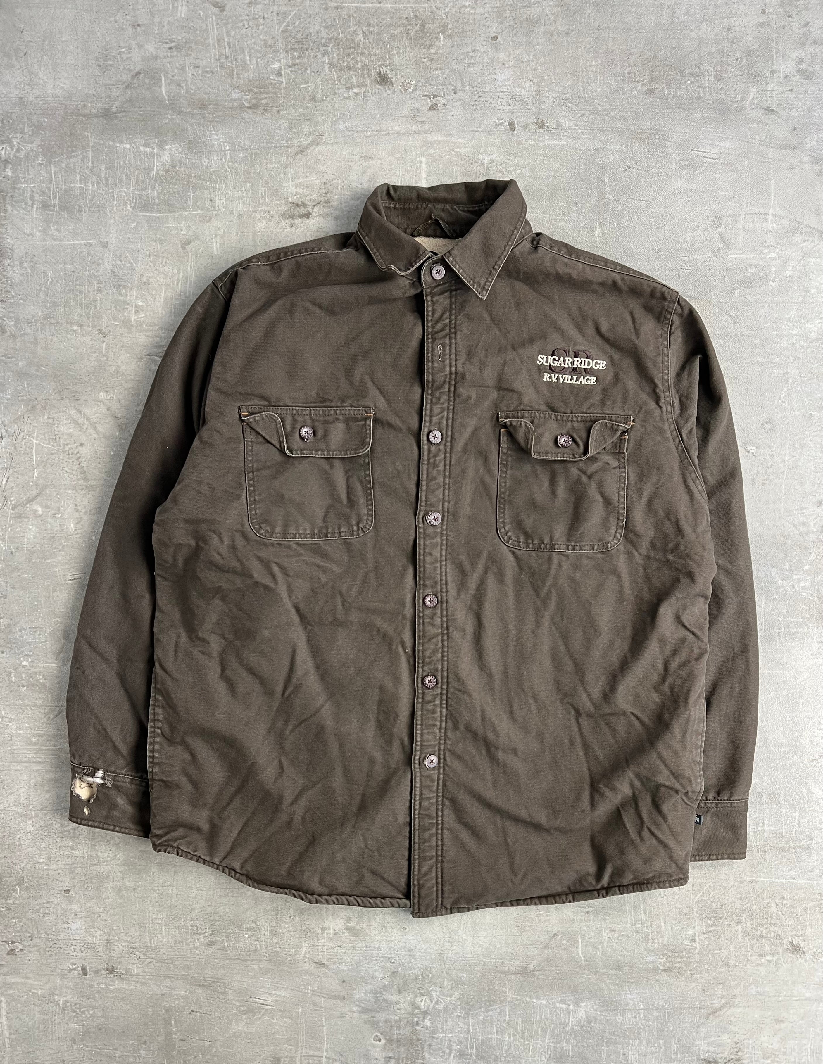 WORKWEAR SHIRT JACKET FLEECE LINED BROWN - L