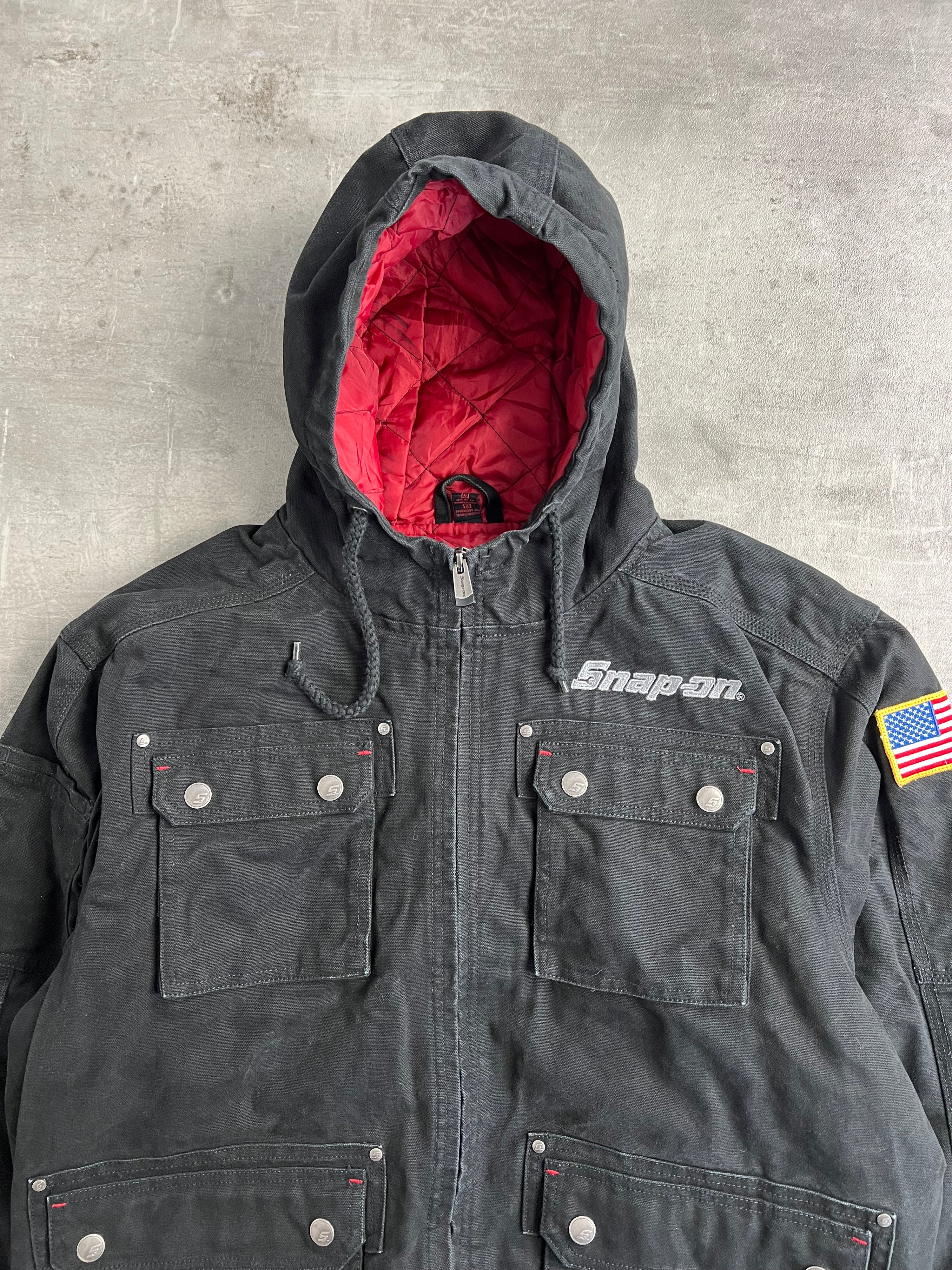 WORKWEAR MULTI POCKET ACTIVE JACKET SNAP ON BLACK - L