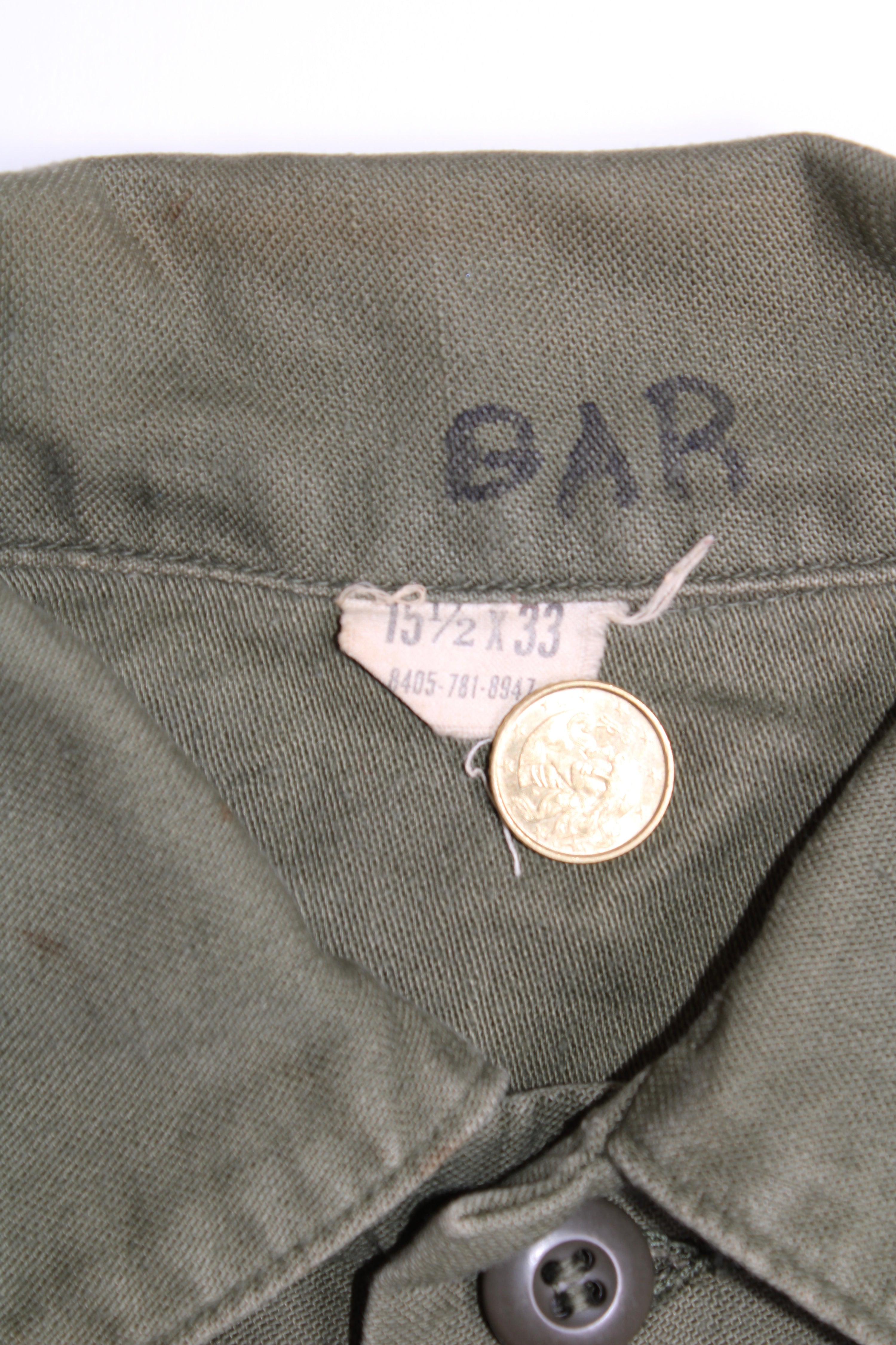 US ARMY VINTAGE OG 107 FATIGUE SHIRT GREEN - M/L