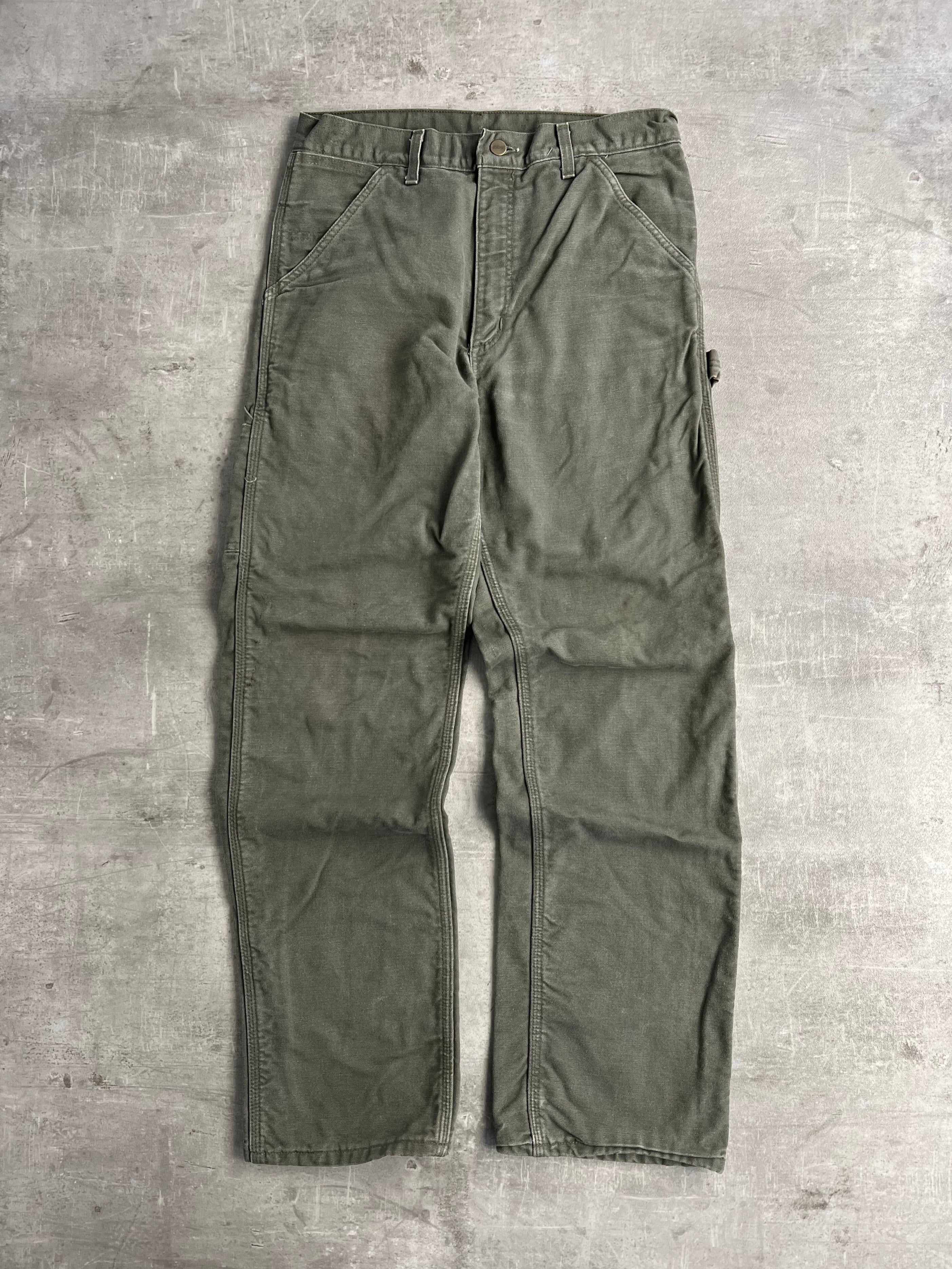 CARHARTT SINGLE KNEE FLEECE LINED PANTS GREEN MADE IN USA - 31X32