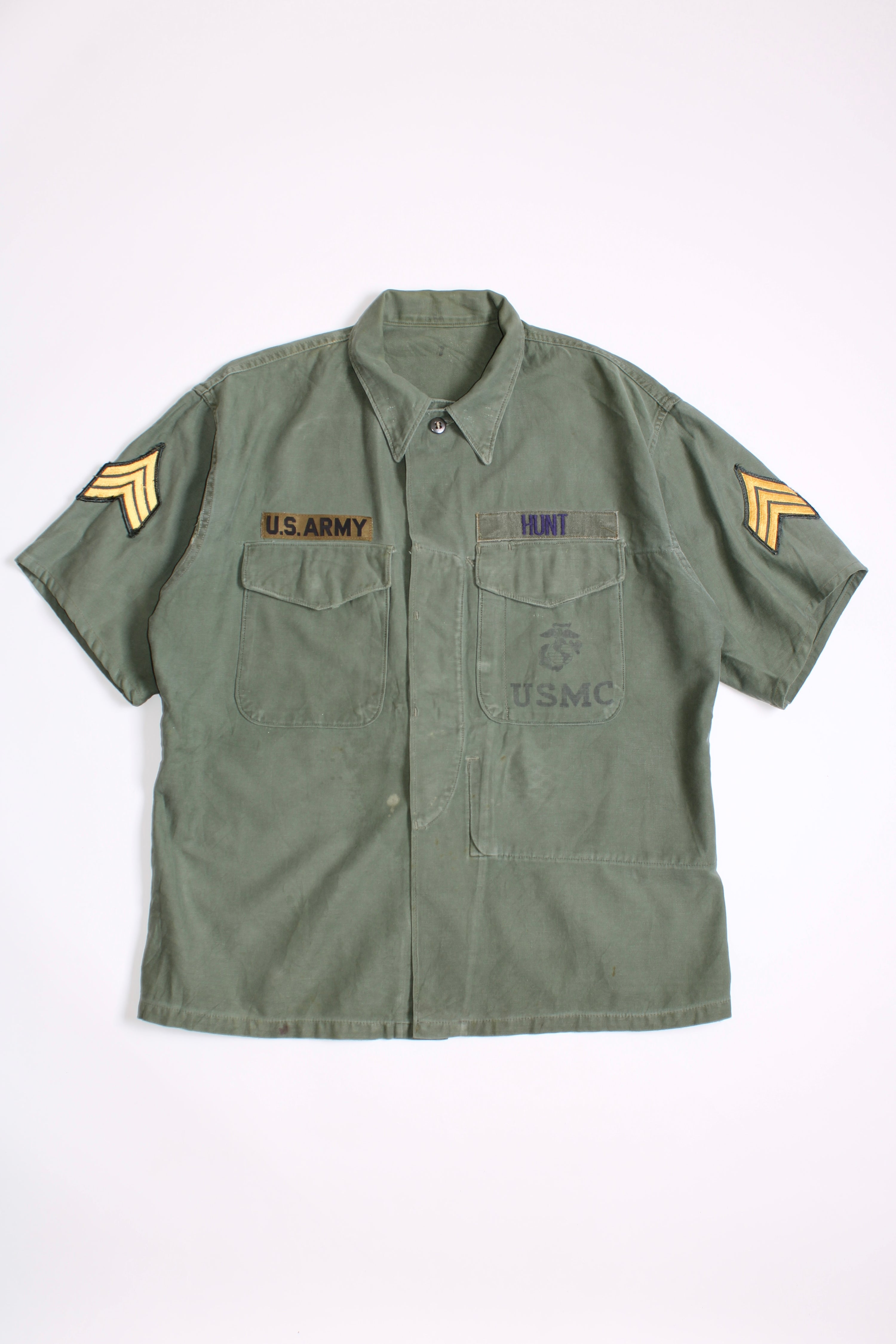 US ARMY VINTAGE P 58 FATIGUE SHIRT OG 107 VIETNAM ERA - L/XL
