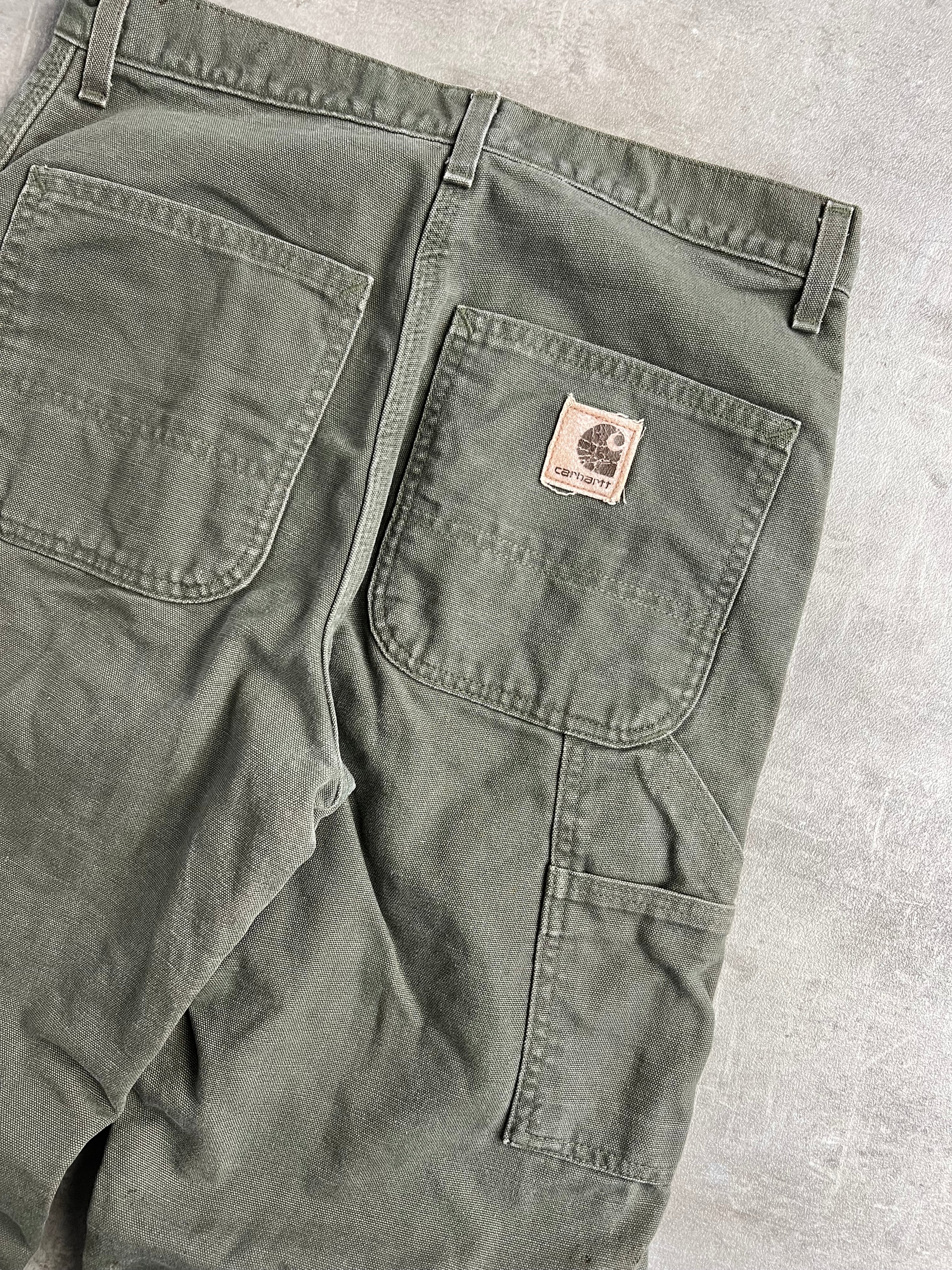 CARHARTT SINGLE KNEE FLEECE LINED PANTS GREEN MADE IN USA - 31X32
