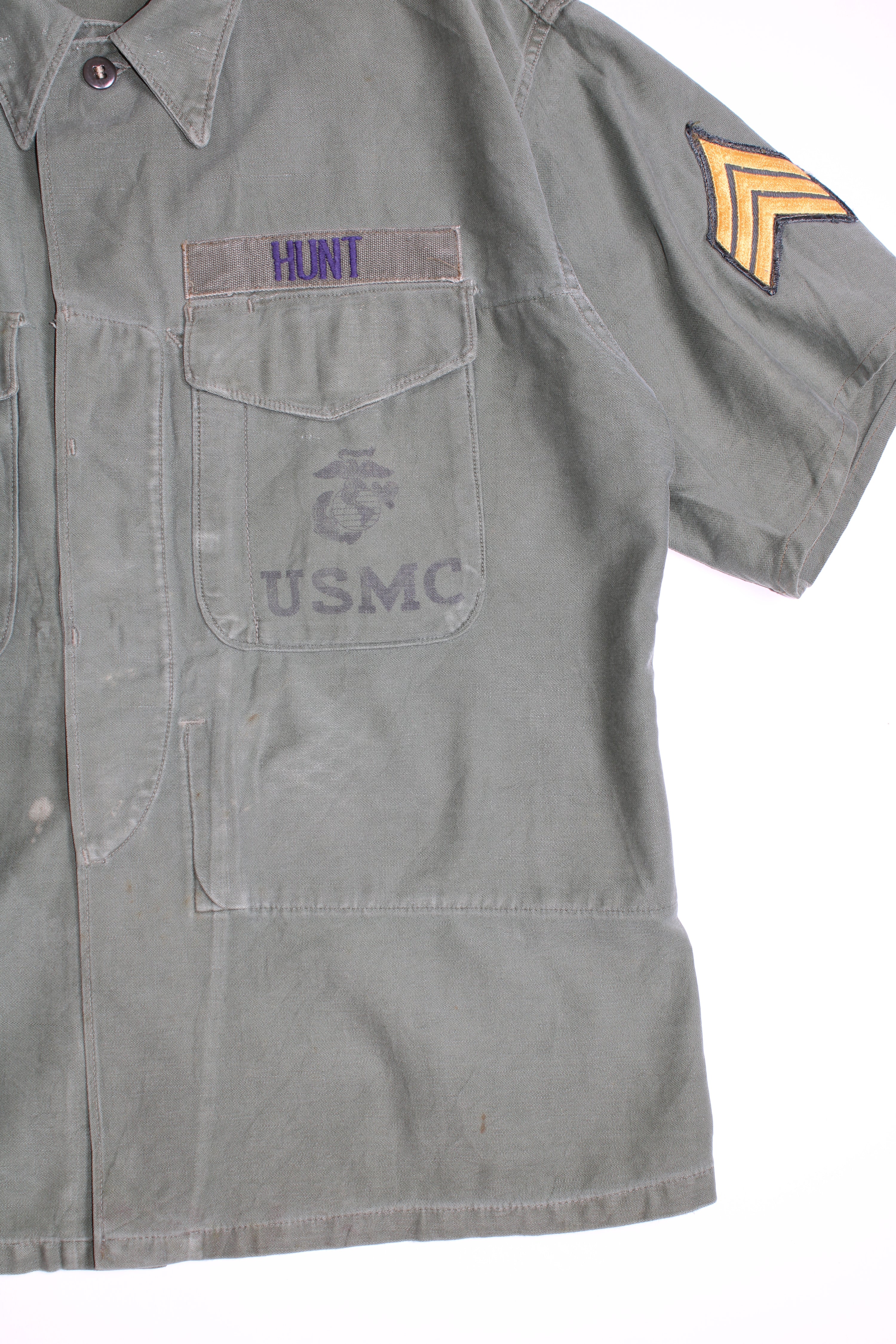 US ARMY VINTAGE P 58 FATIGUE SHIRT OG 107 VIETNAM ERA - L/XL