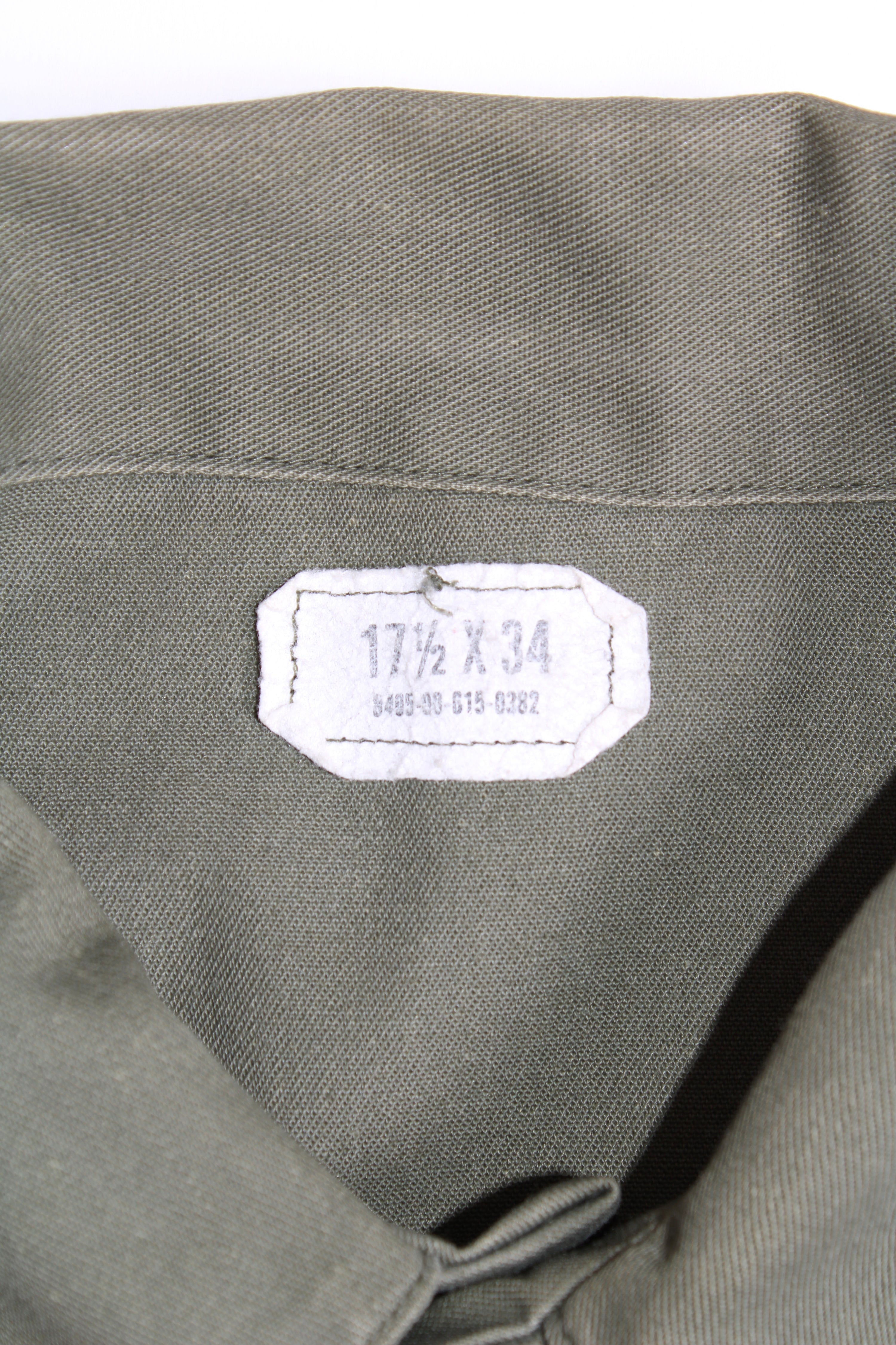 US ARMY OG 507 FATIGUE SHIRT GREEN SHORT SLEEVES - L/XL