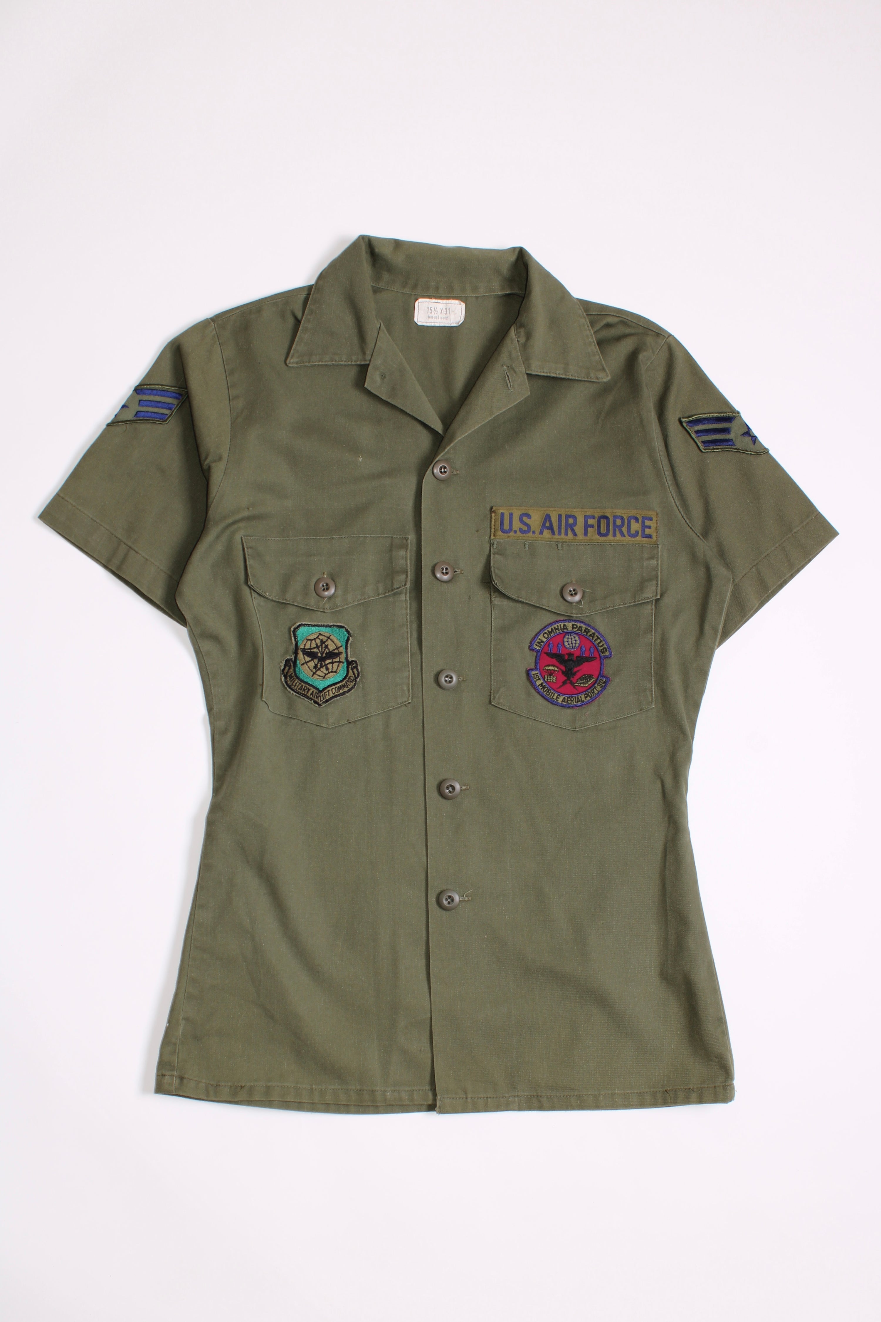 US ARMY OG 507 FATIGUE SHIRT GREEN SHORT SLEEVES - S/M