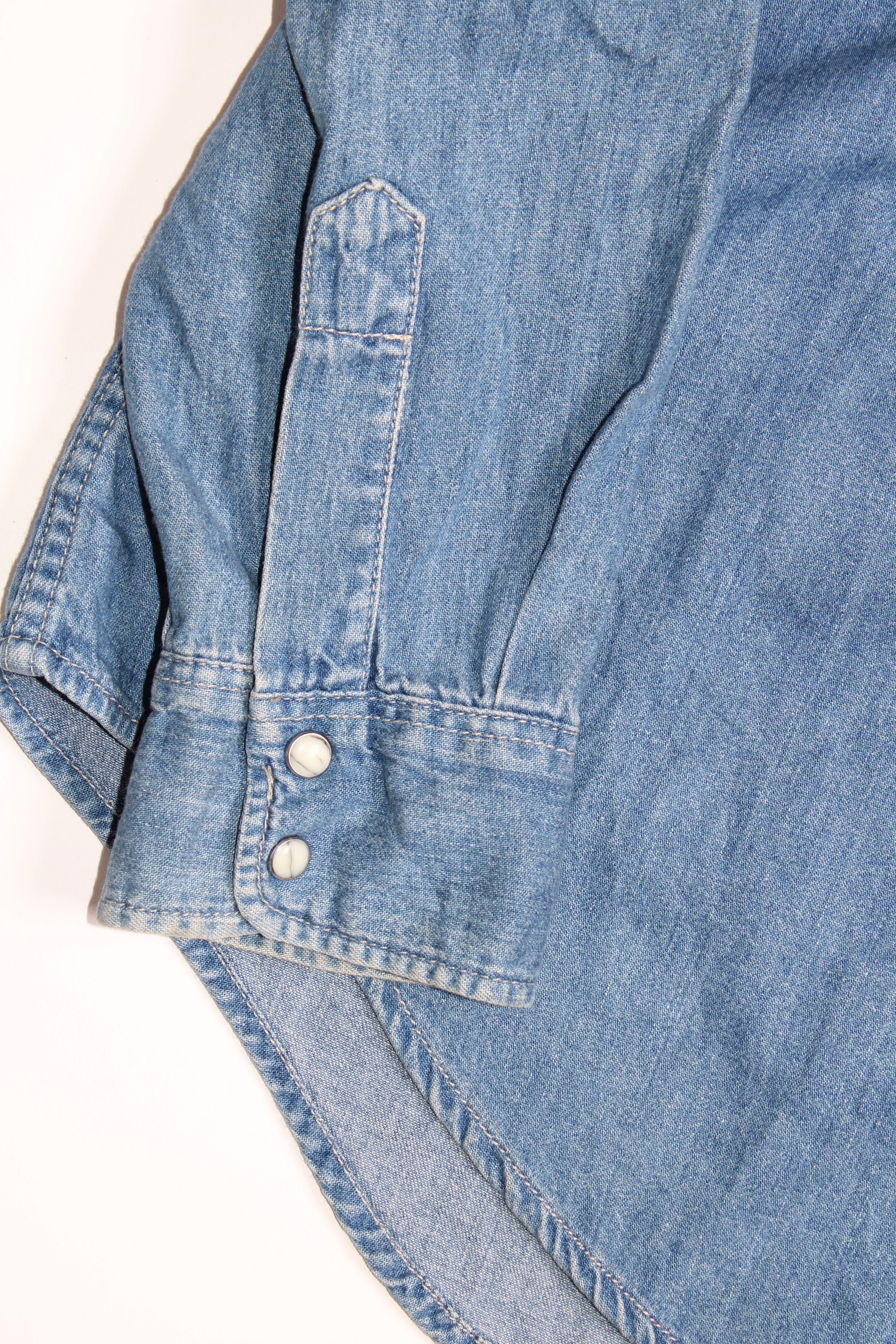 LEVIS VINTAGE WESTERN DENIM SHIRT BLUE WASH  1990S VTG - XXL