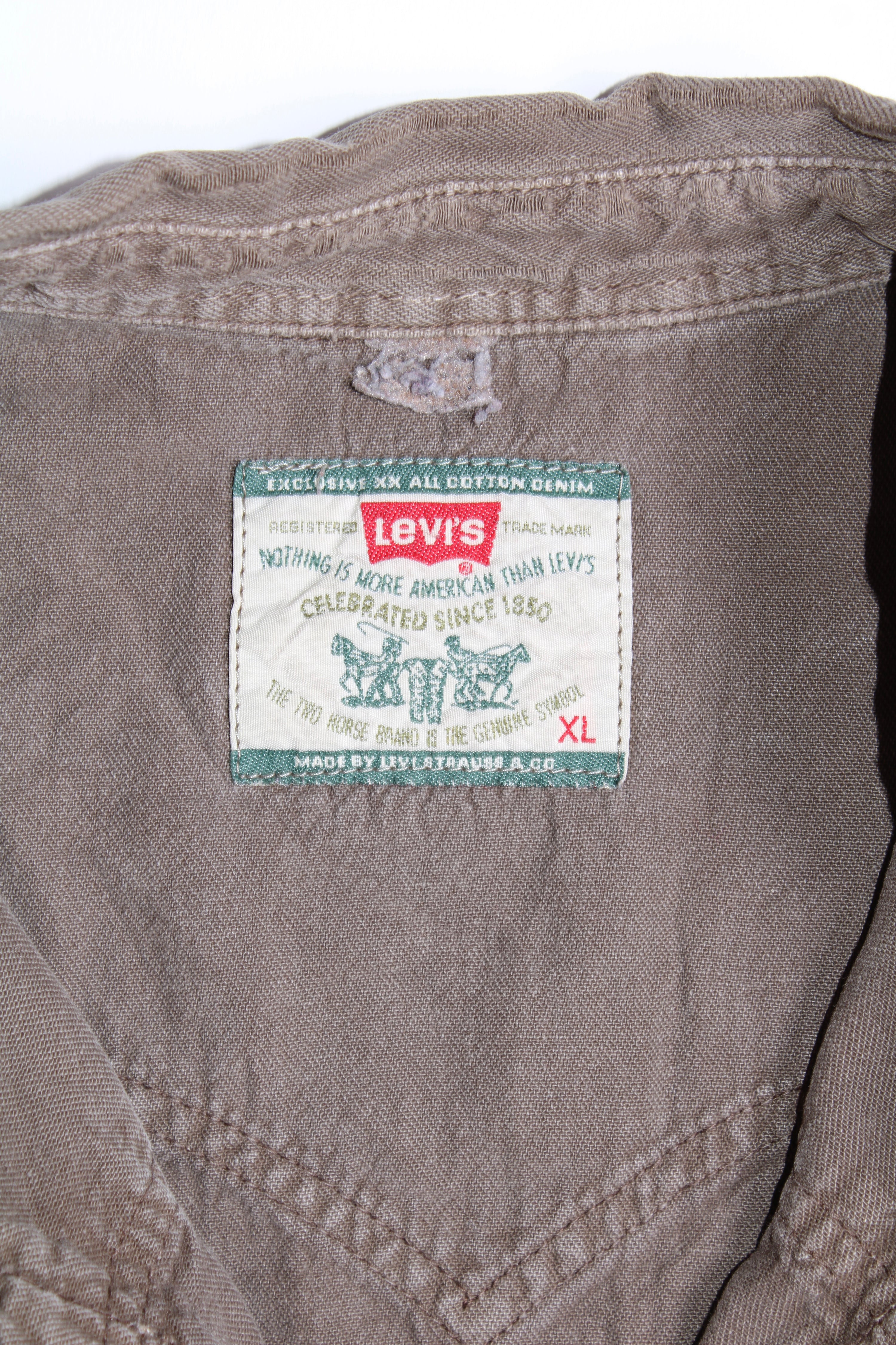 LEVIS VINTAGE WESTERN DENIM SHIRT BROWN  1990S VTG - XL