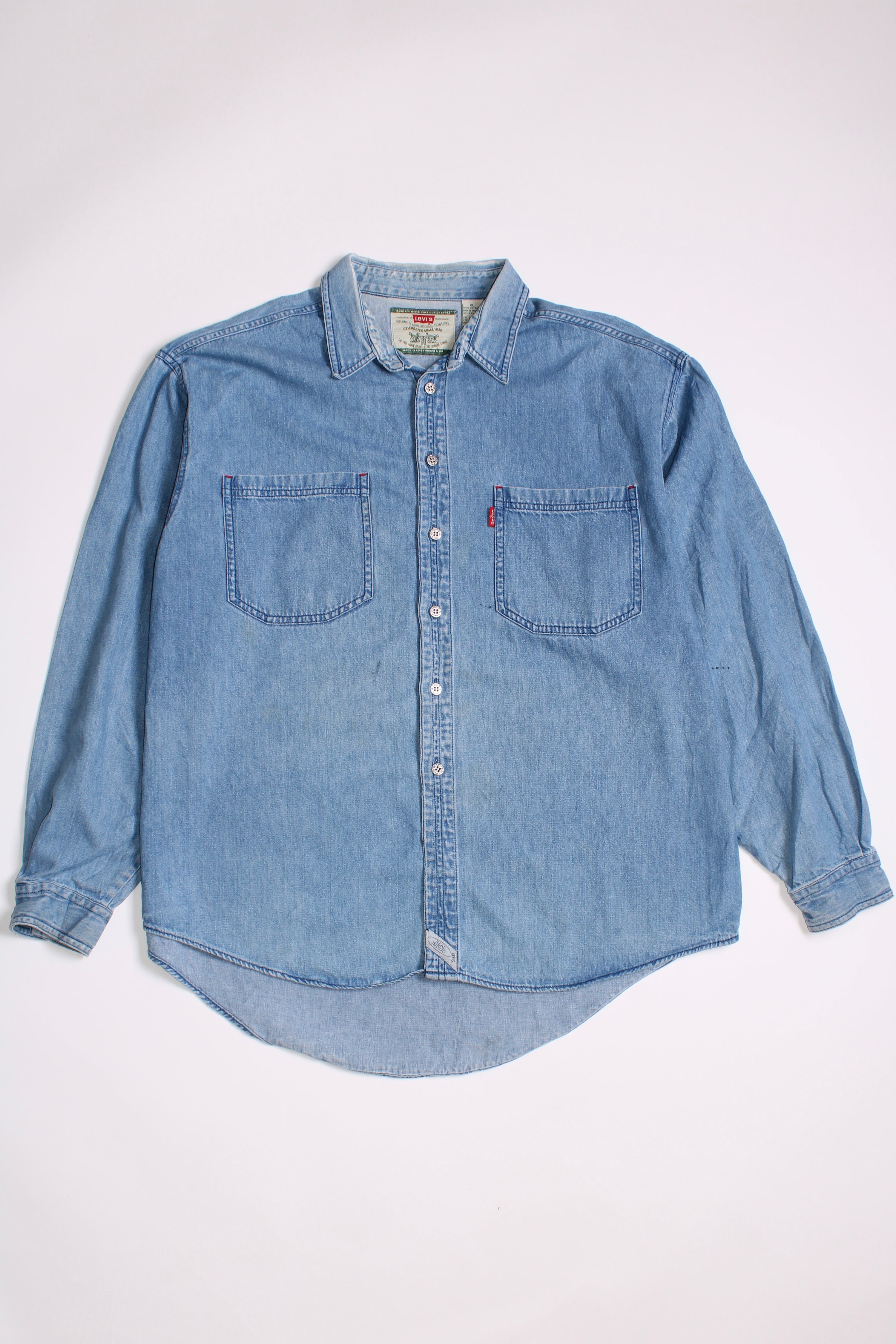 LEVIS VINTAGE WESTERN DENIM SHIRT BLUE INDIGO  1990S VTG - XL