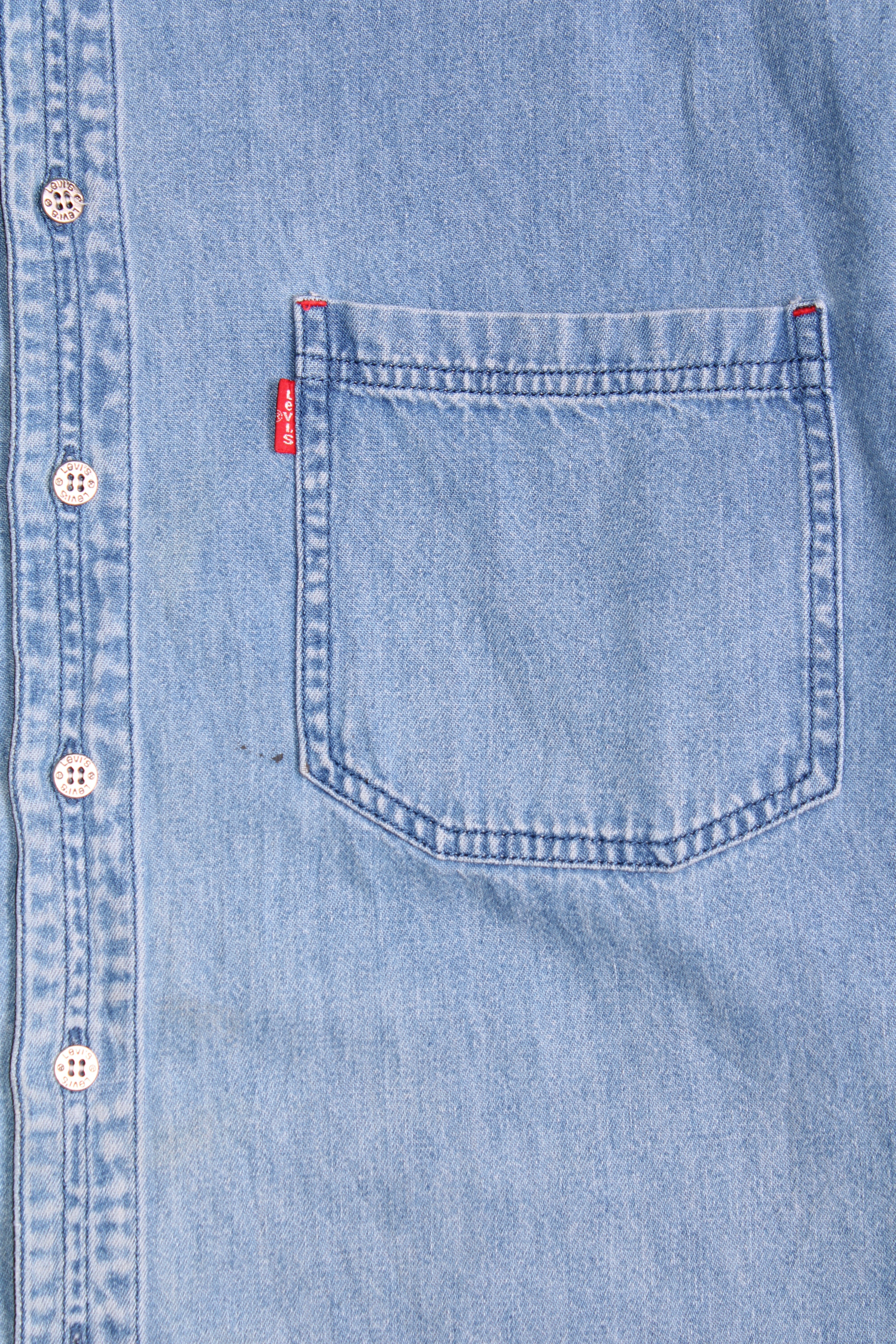 LEVIS VINTAGE WESTERN DENIM SHIRT BLUE INDIGO  1990S VTG - XL