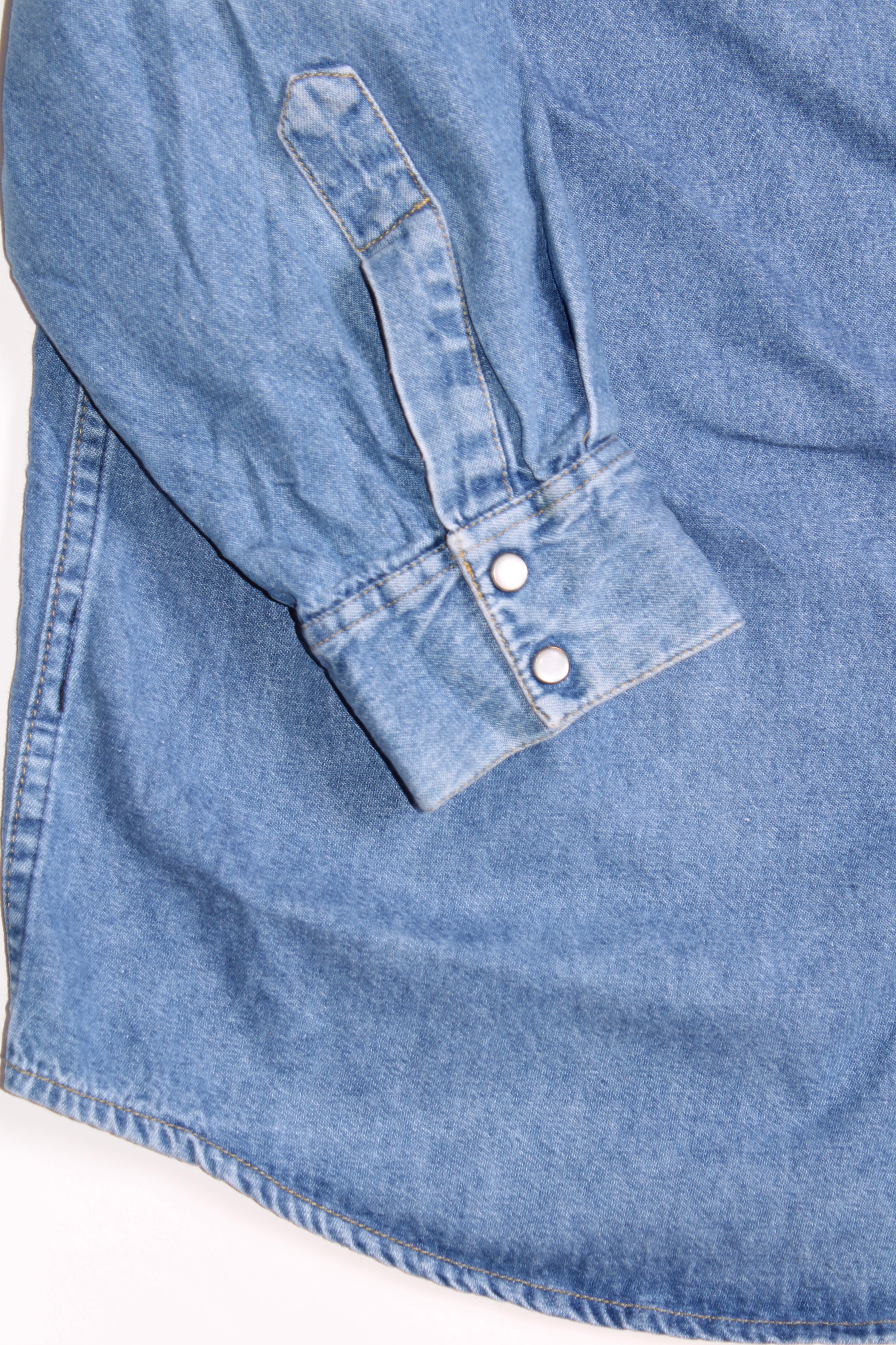 LEE VINTAGE WESTERN DENIM SHIRT BLUE WASH  1990S VTG - L/XL