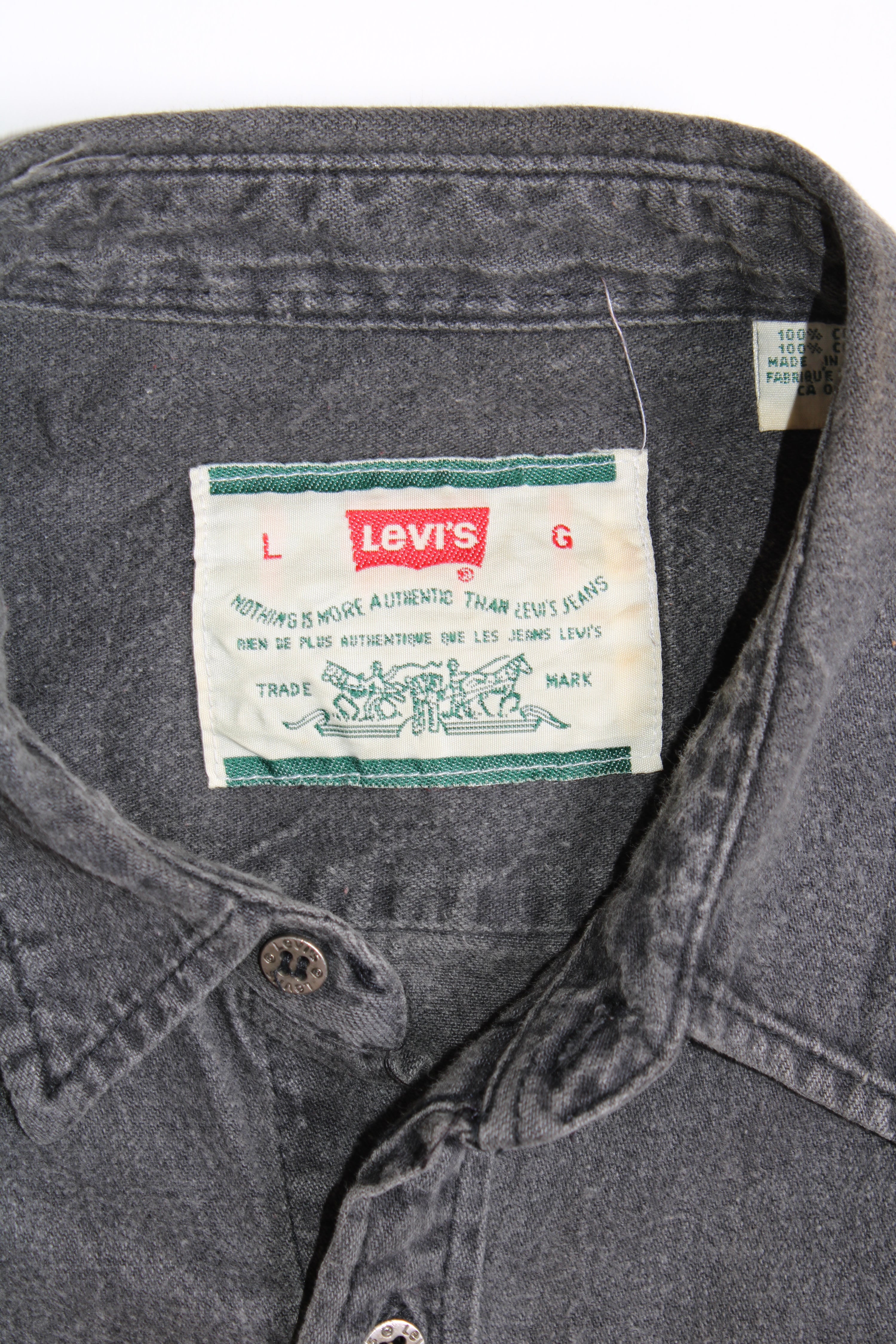LEVIS VINTAGE WESTERN DENIM SHIRT BLACK  1990S VTG - L