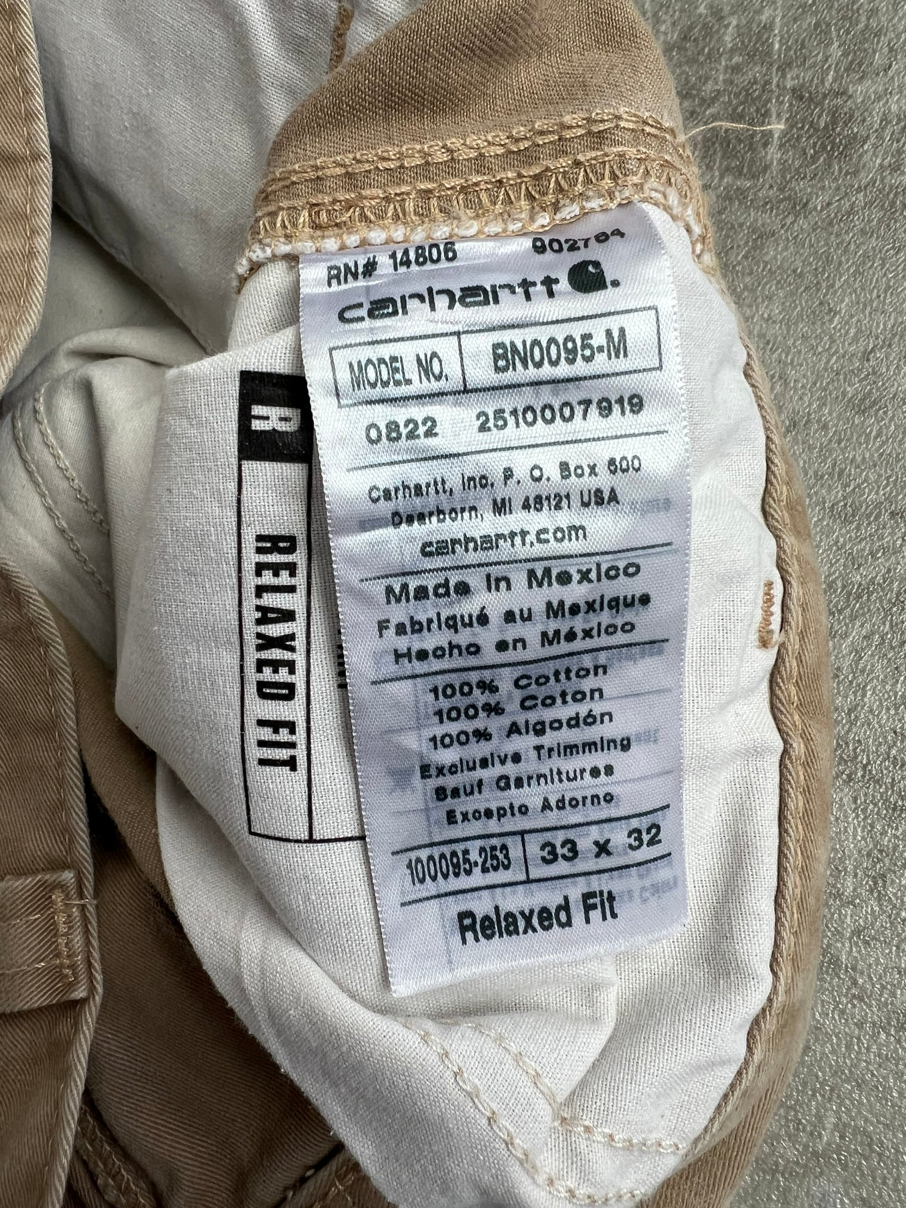 CARHARTT CARPENTER WORK PANTS BEIGE - 33X32