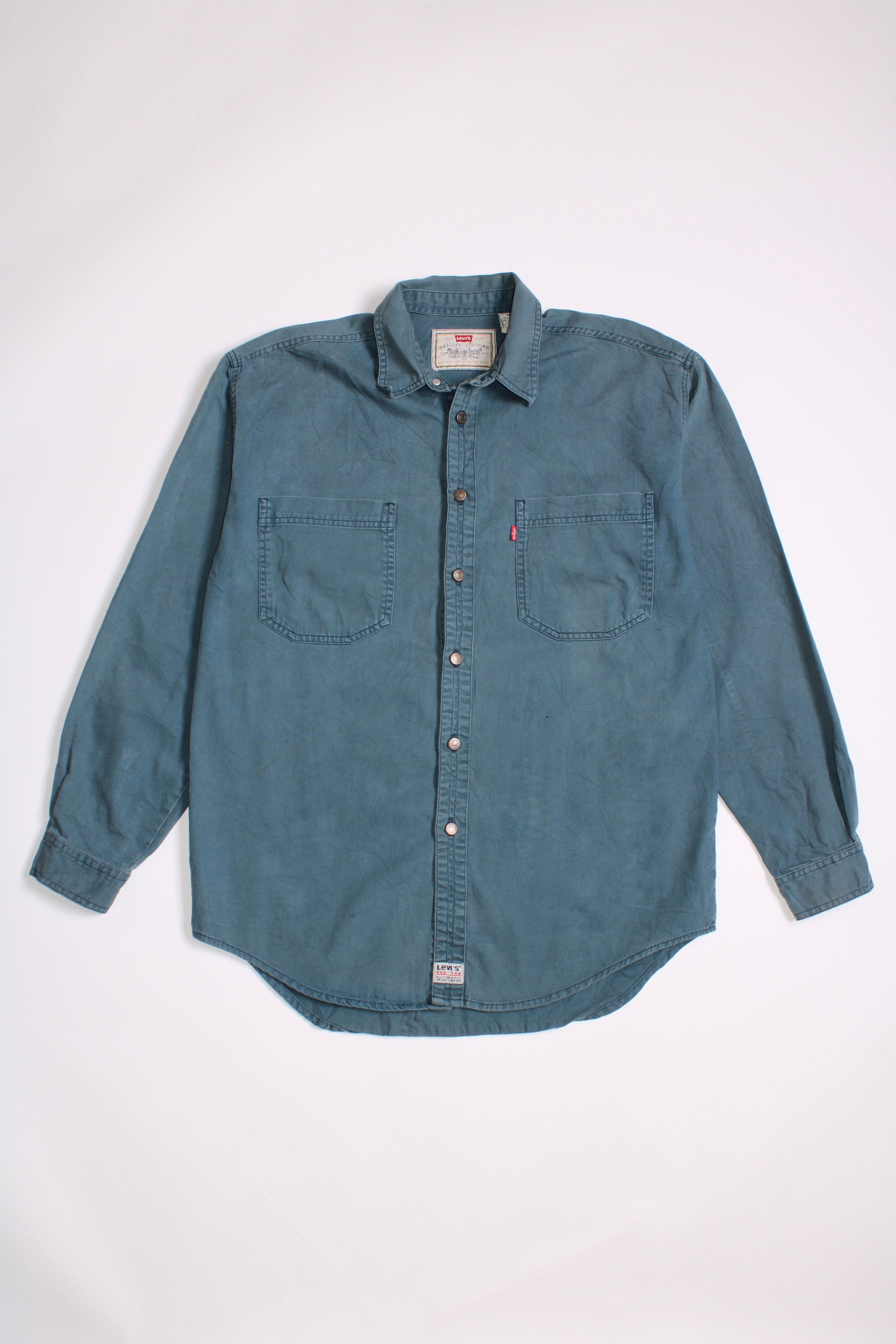 LEVIS VINTAGE WESTERN DENIM SHIRT PETROL BLUE 1990S VTG - M
