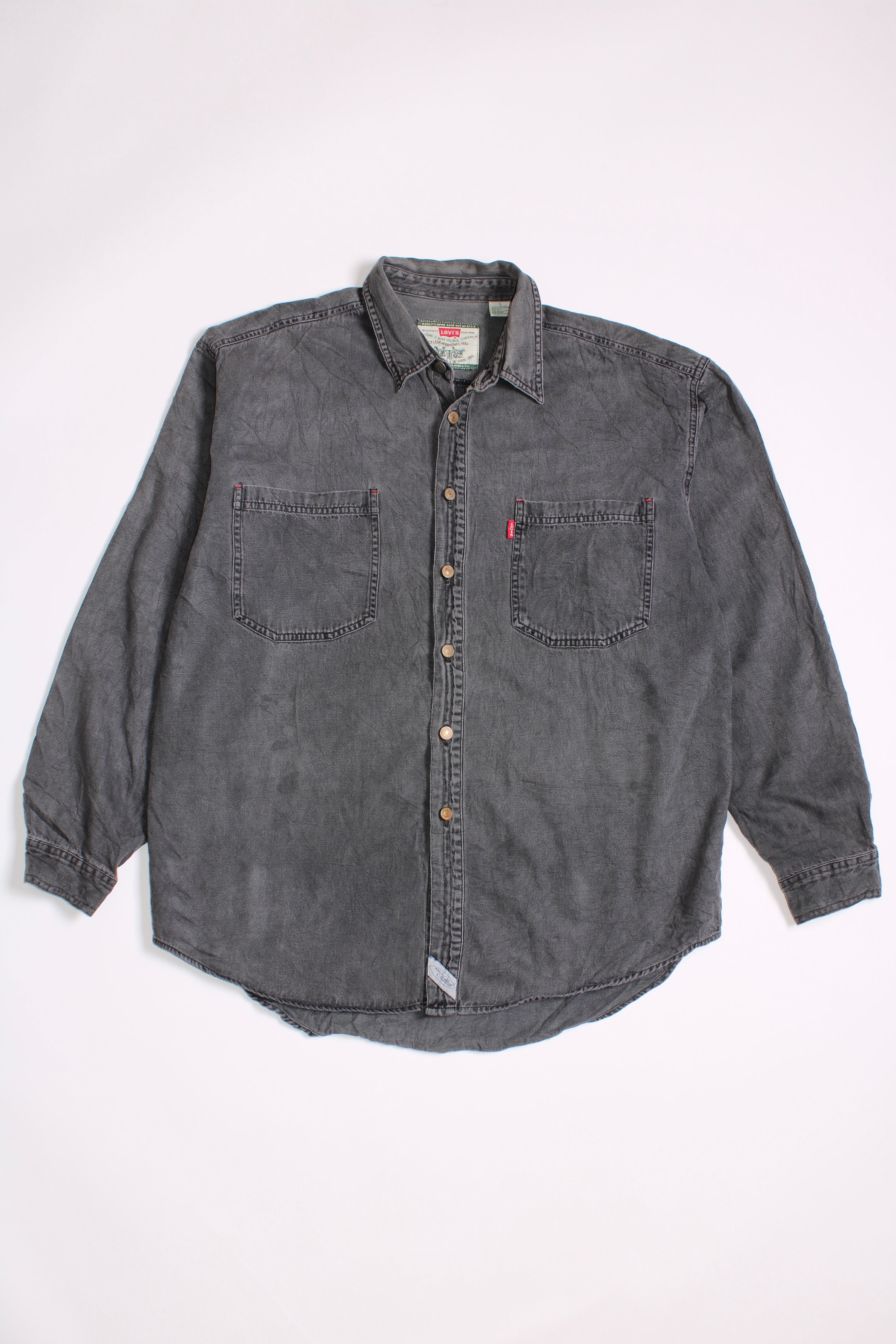 LEVIS VINTAGE WESTERN DENIM SHIRT BLACK WASH 1990S VTG - L