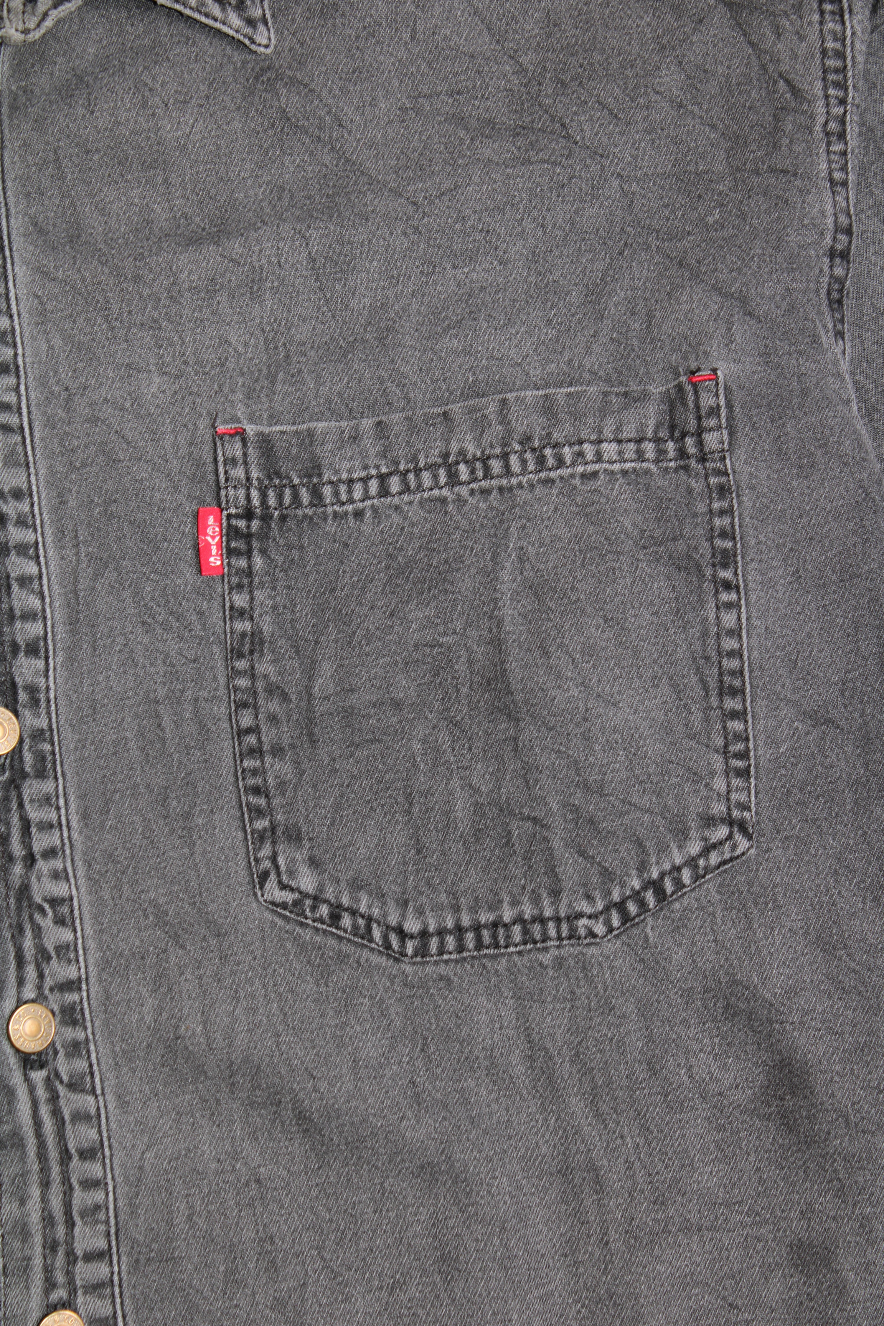 LEVIS VINTAGE WESTERN DENIM SHIRT BLACK WASH 1990S VTG - L