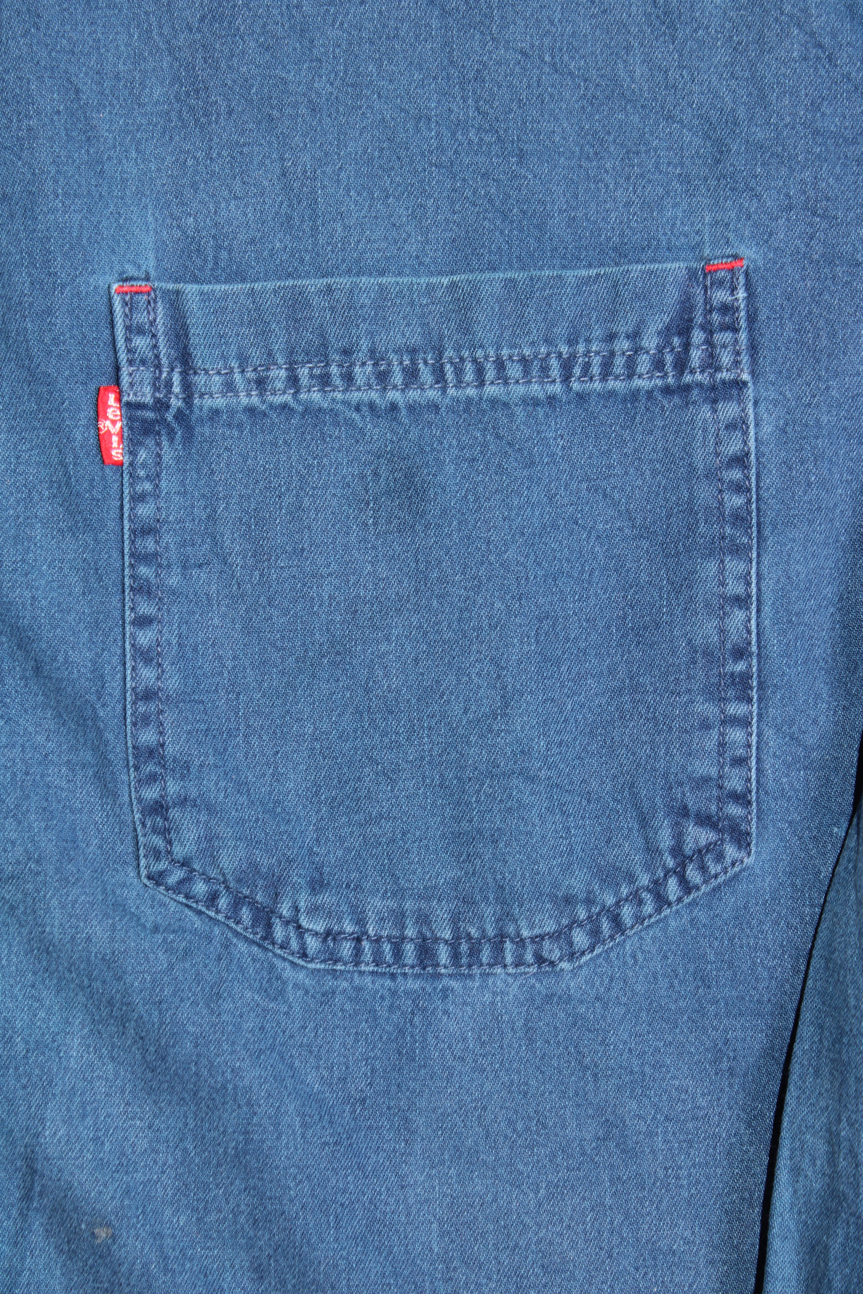 LEVIS VINTAGE WESTERN DENIM SHIRT INDIGO WASH 1990S VTG - L