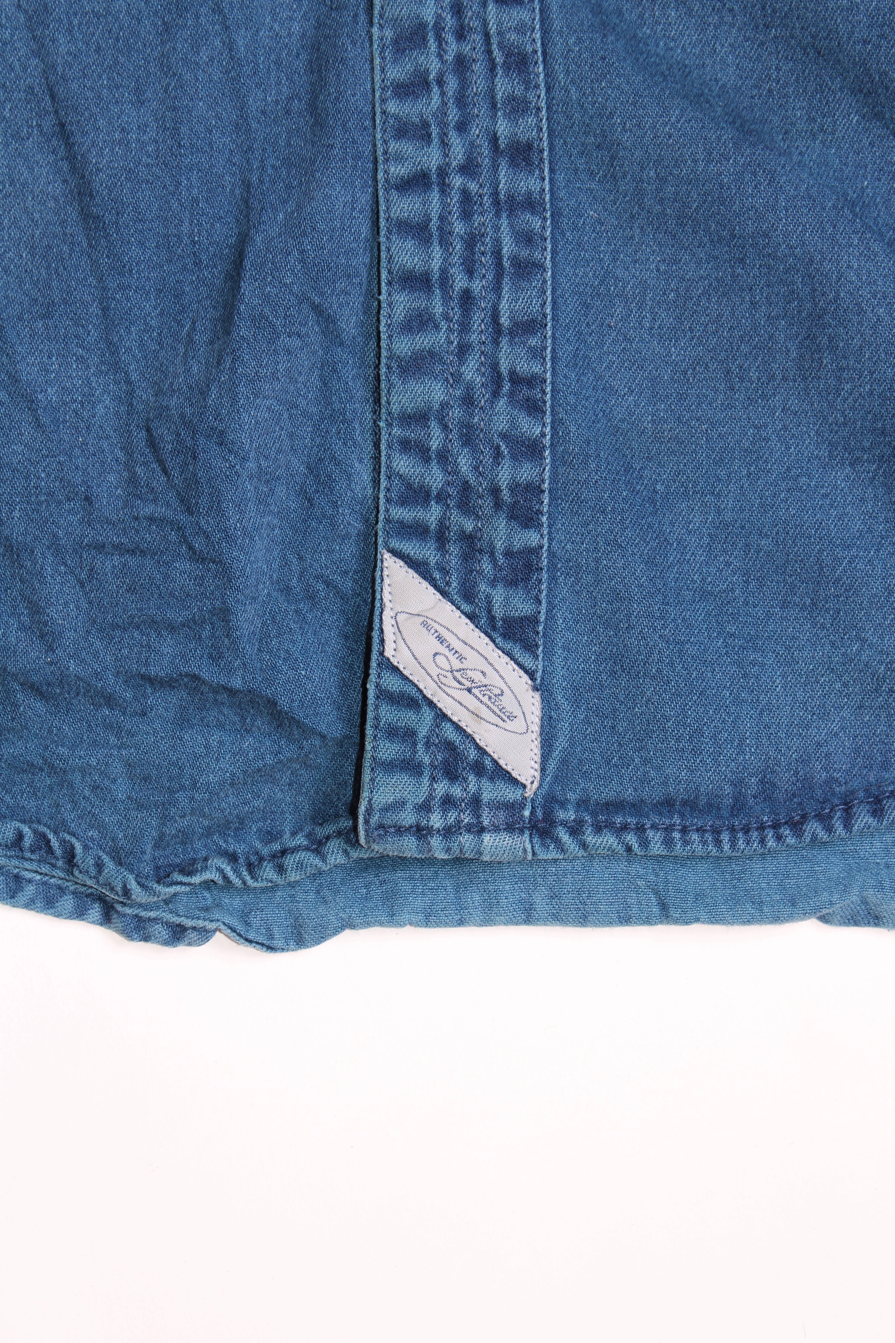 LEVIS VINTAGE WESTERN DENIM SHIRT INDIGO WASH 1990S VTG - L