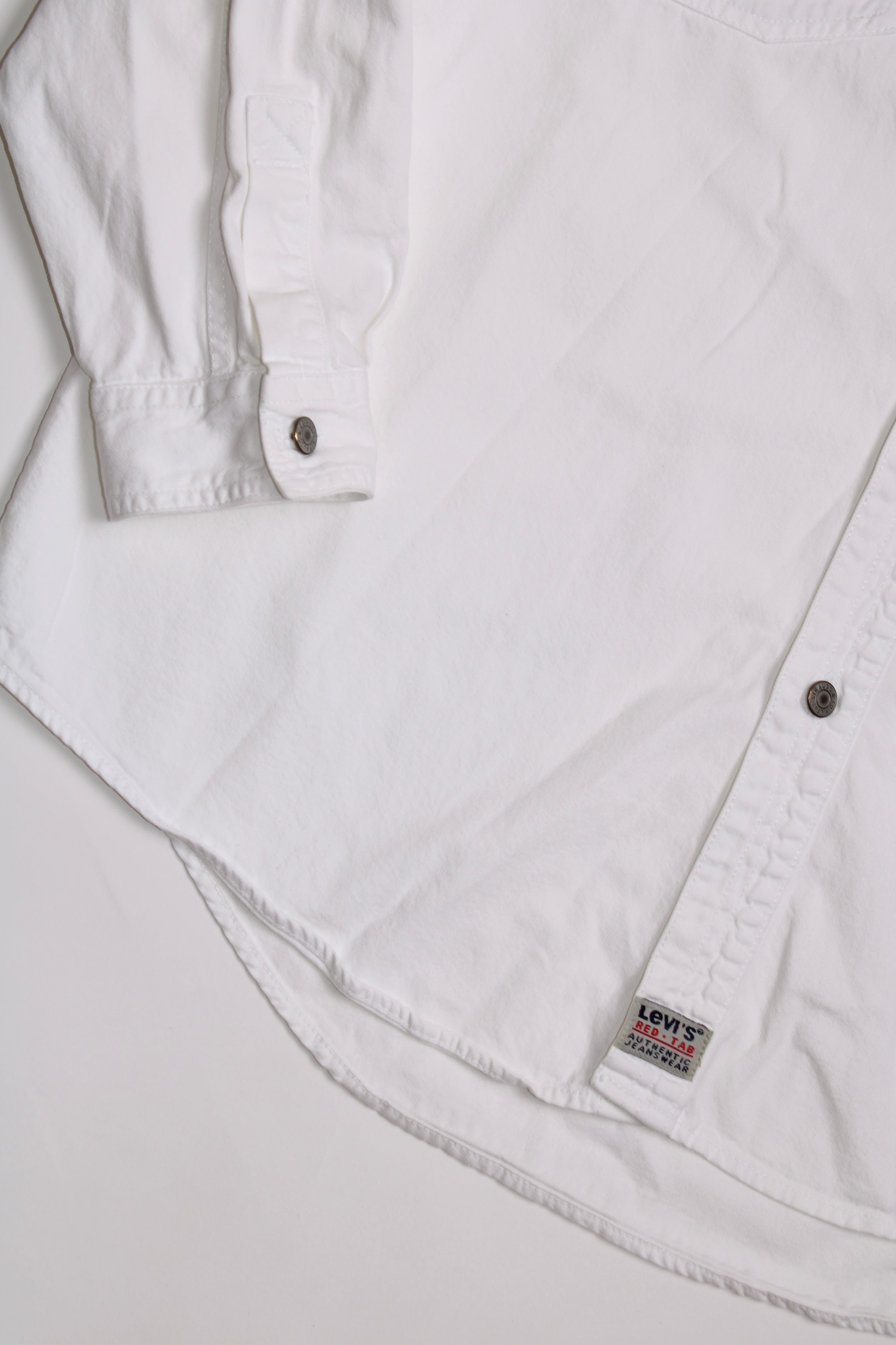 LEVIS VINTAGE WESTERN DENIM SHIRT WHITE 1990S VTG - L